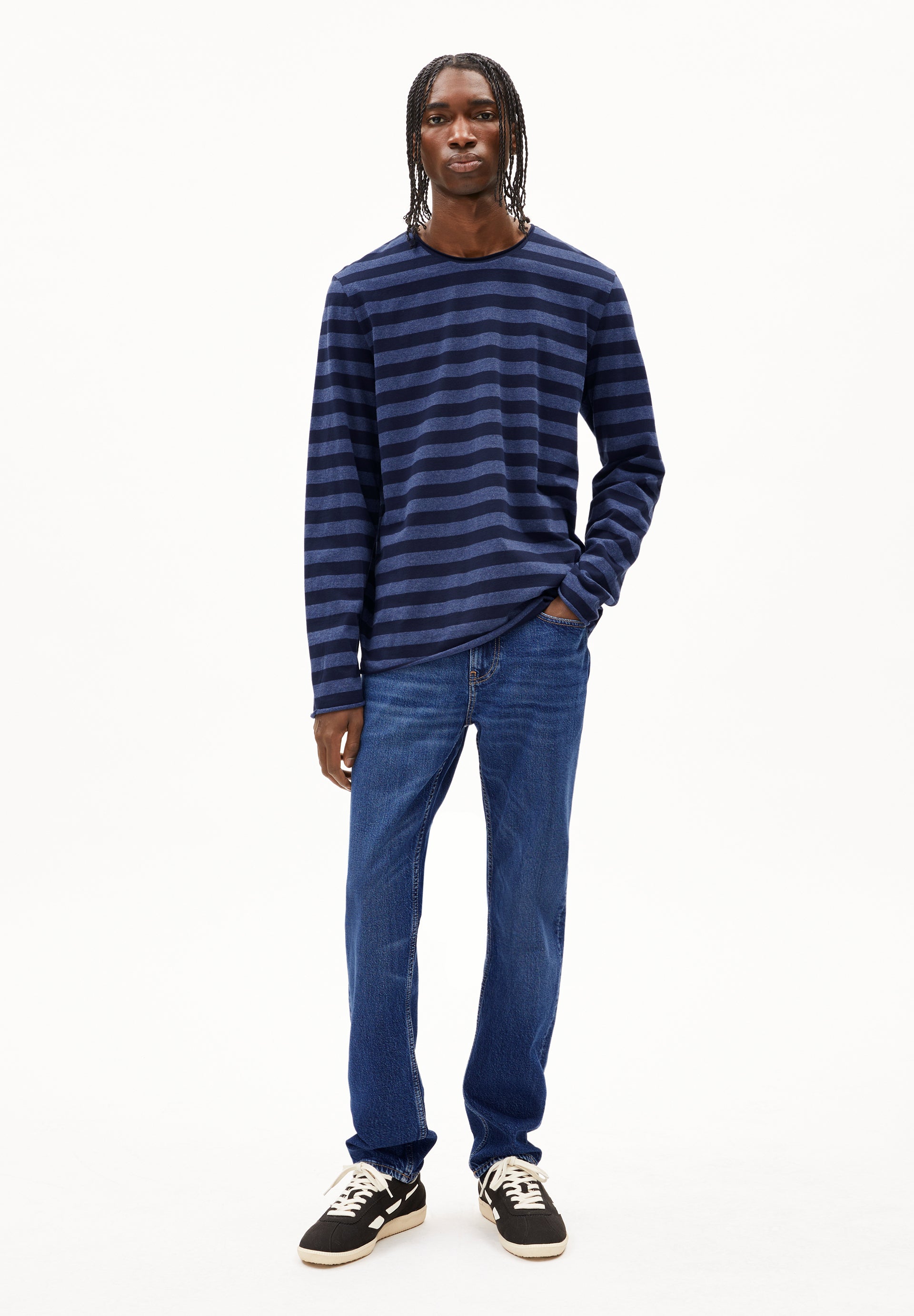 Armedangels T-Shirt MAARKOS longsleeve STRIPES aus Bio-Baumwoll Mix