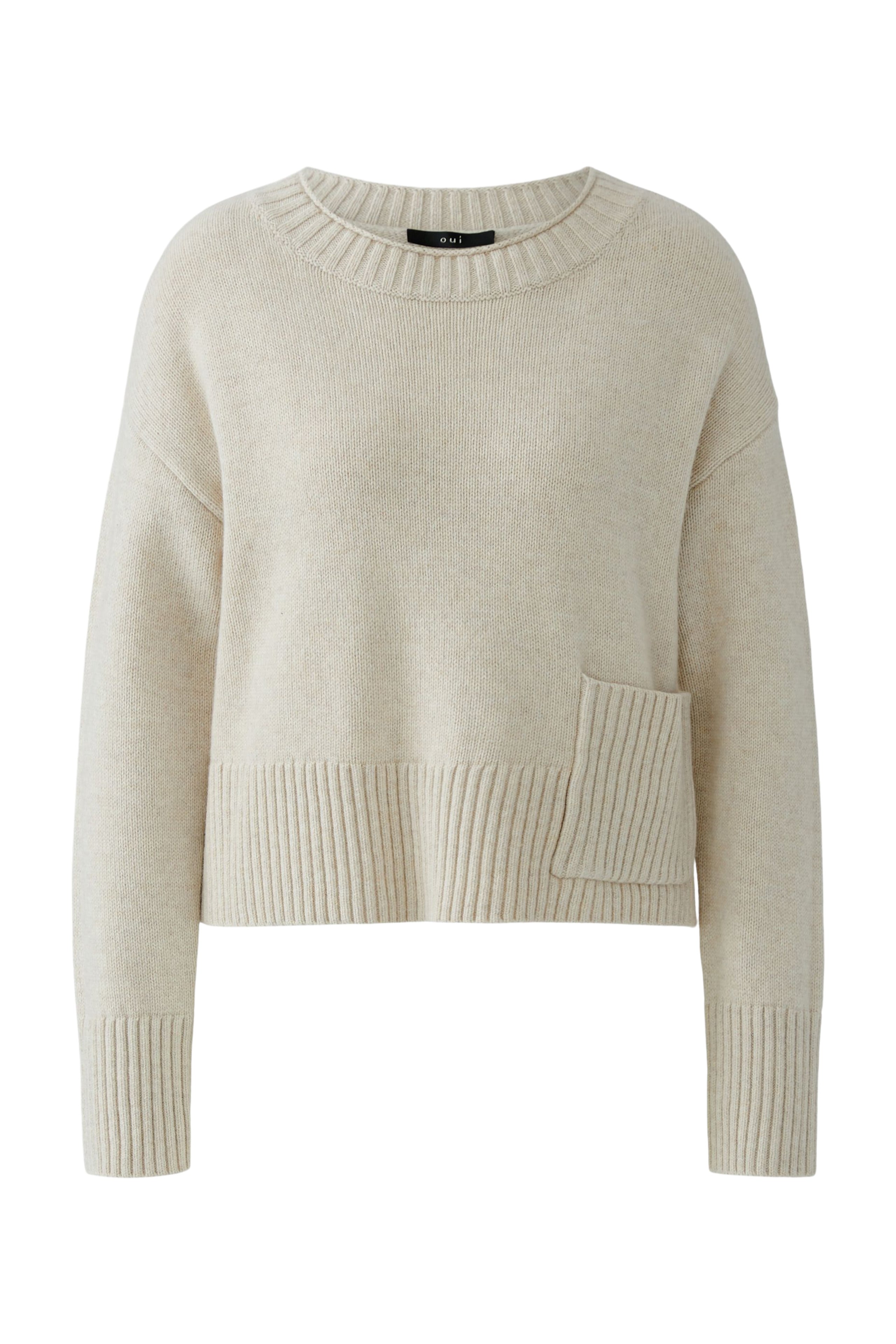 OUI Lässiger Pullover mit Rundhalsausschnitt und schmaler Rollkante