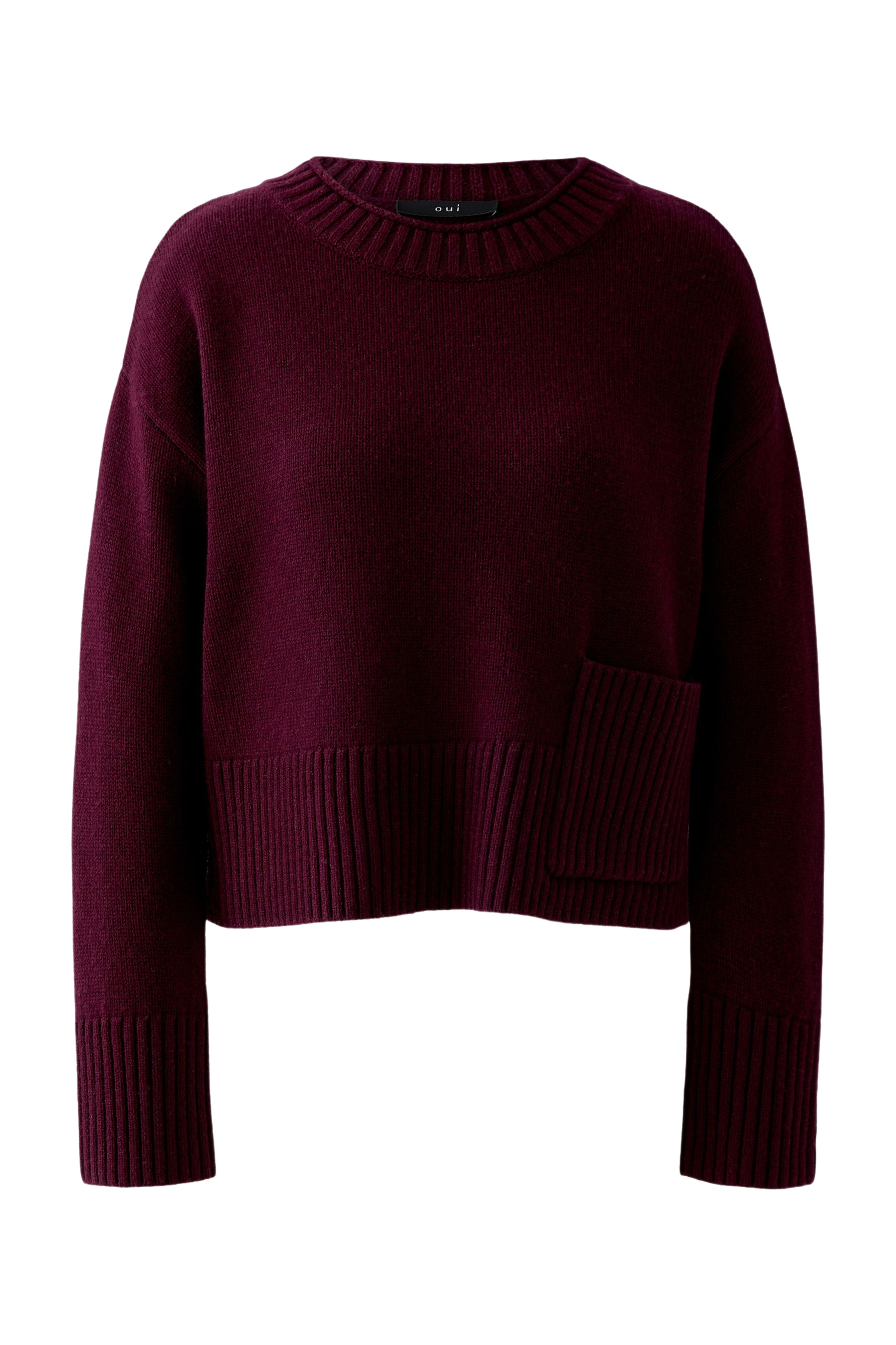 OUI Pullover mit Rundhalsausschnitt und schmaler Rollkante
