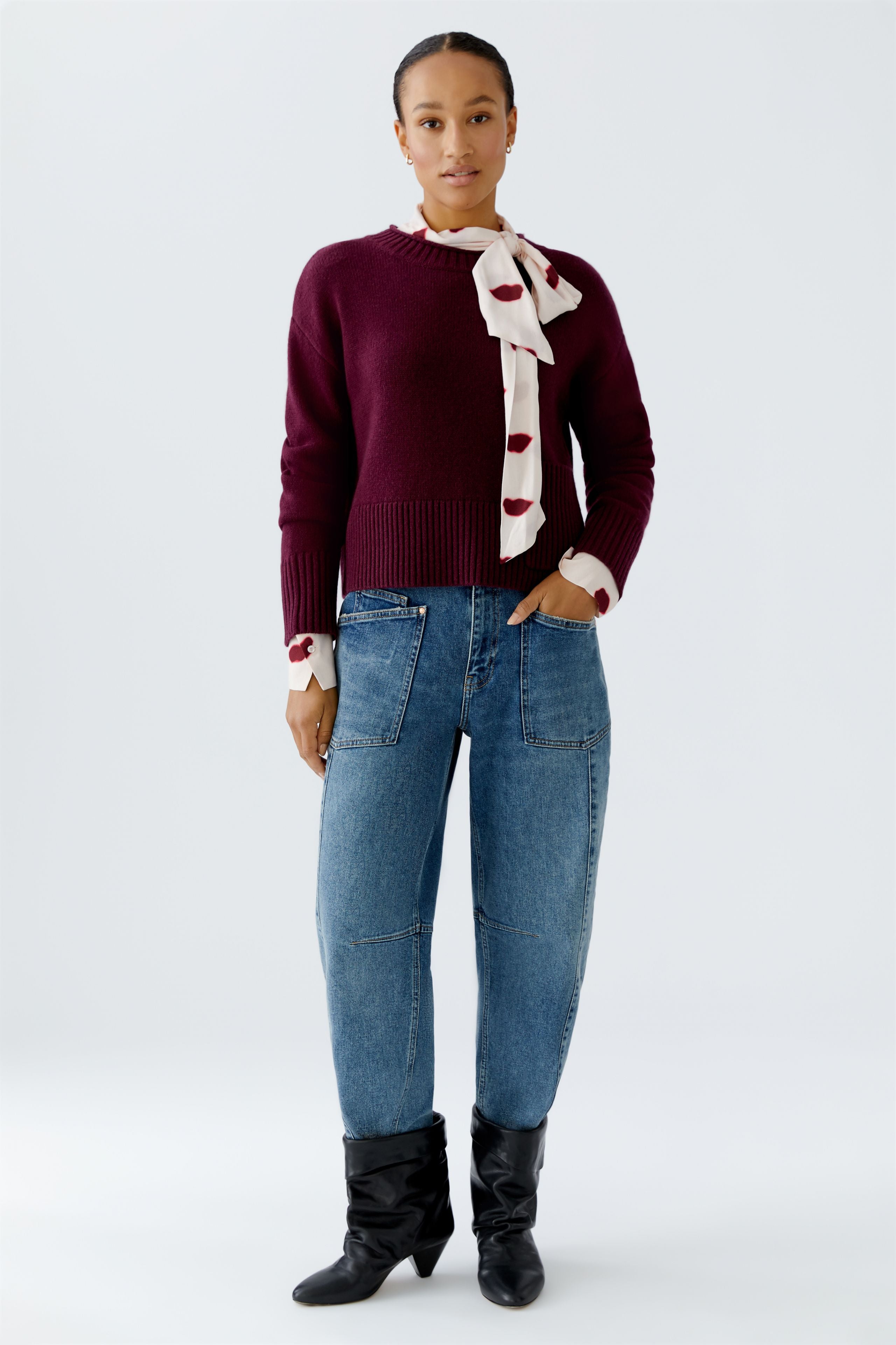 OUI Pullover mit Rundhalsausschnitt und schmaler Rollkante
