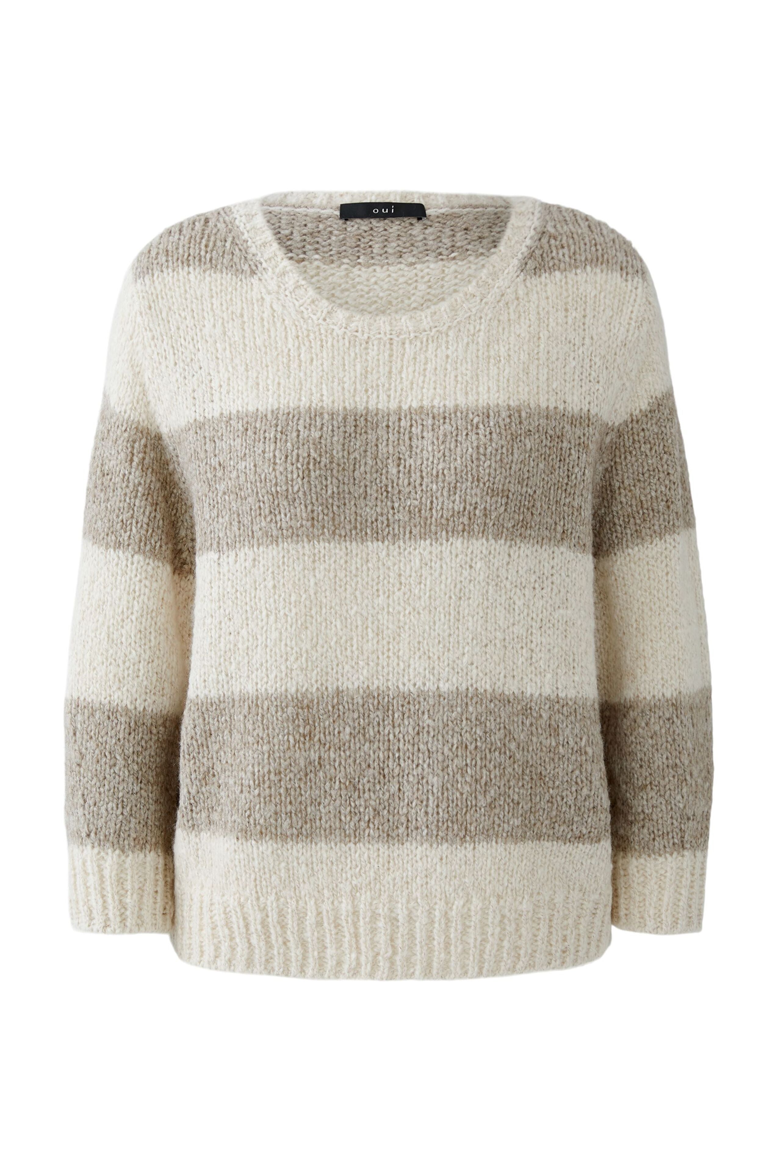 OUI Kuschelpullover ESMY mit verkürztem Arm - lässig in Blockstreifen
