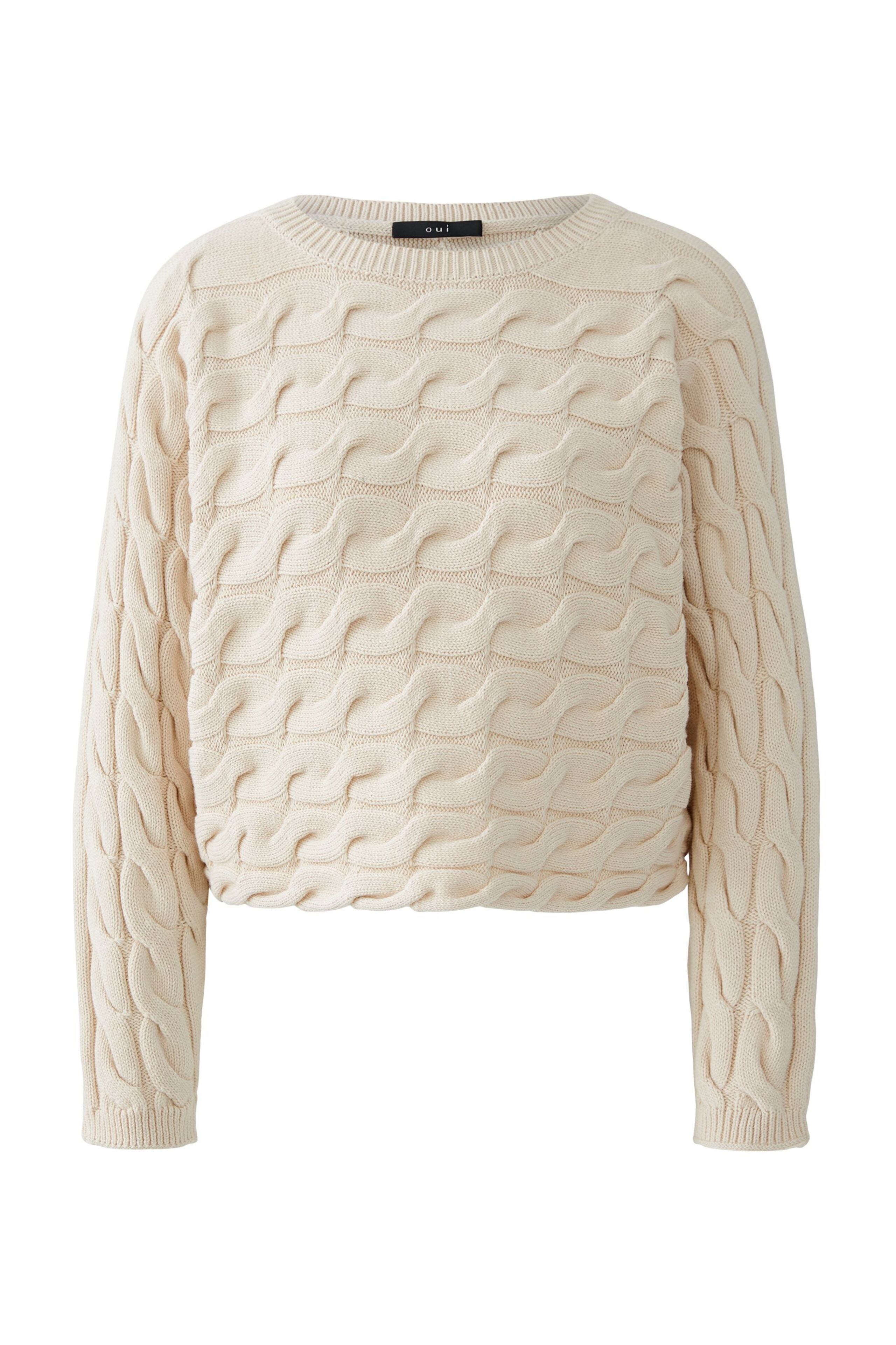 OUI SIRAH Rundhals Pullover mit Zopfmuster