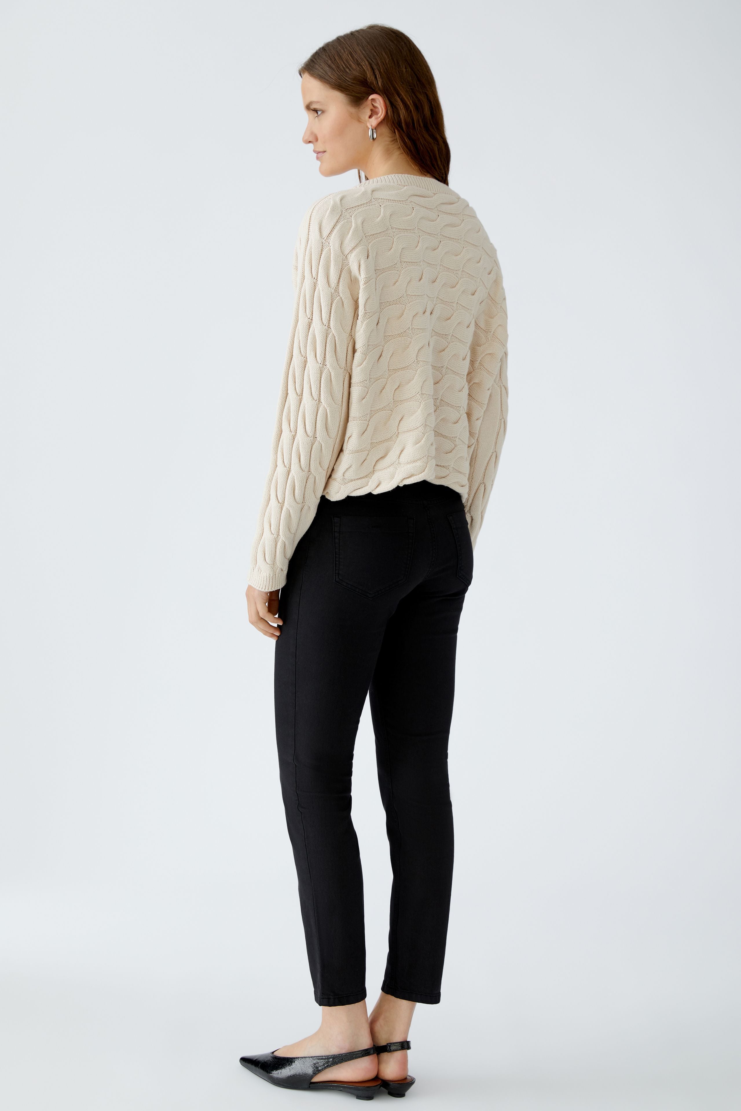 OUI SIRAH Rundhals Pullover mit Zopfmuster