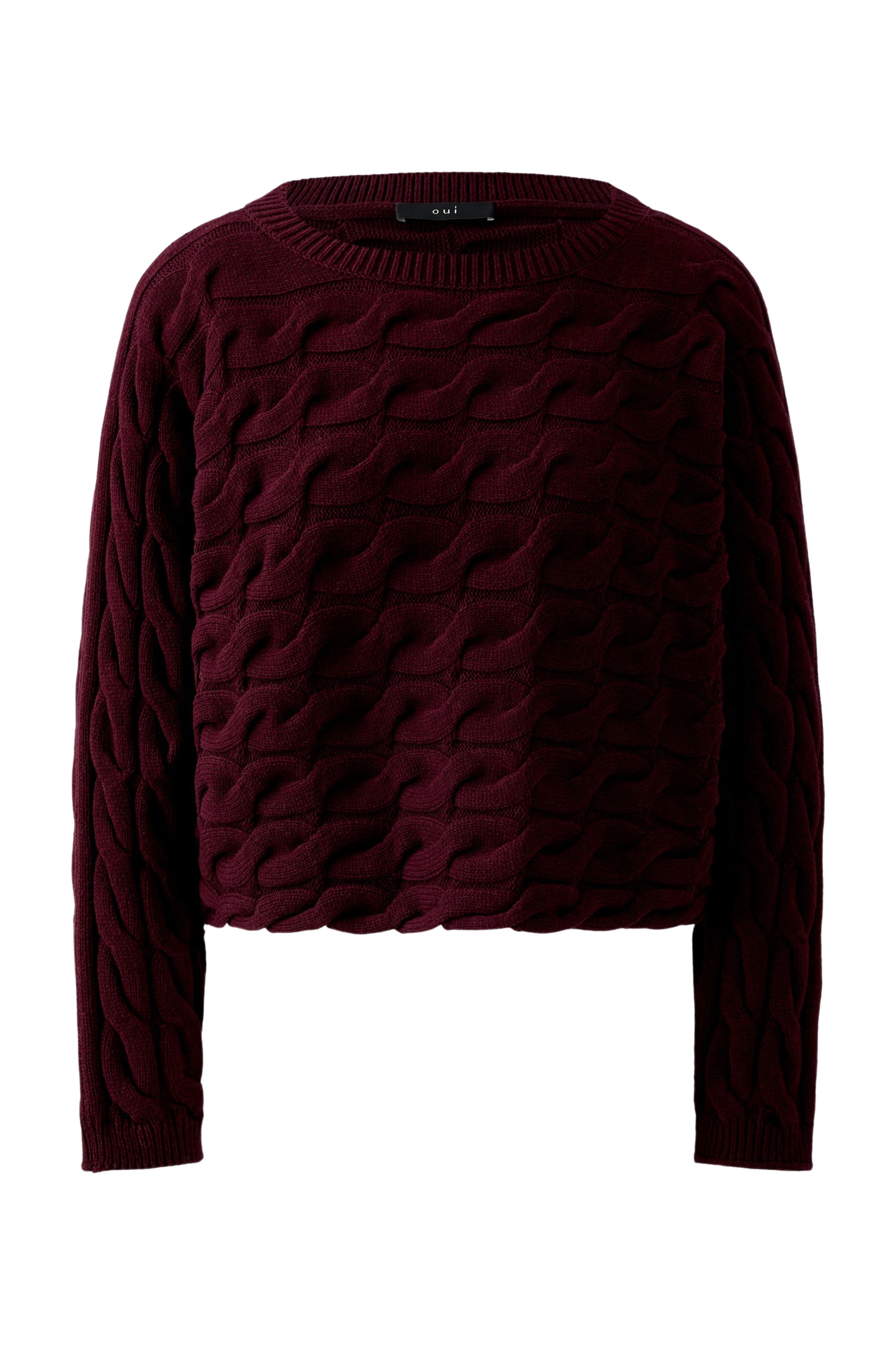 OUI SIRAH Rundhals Pullover mit Zopfmuster