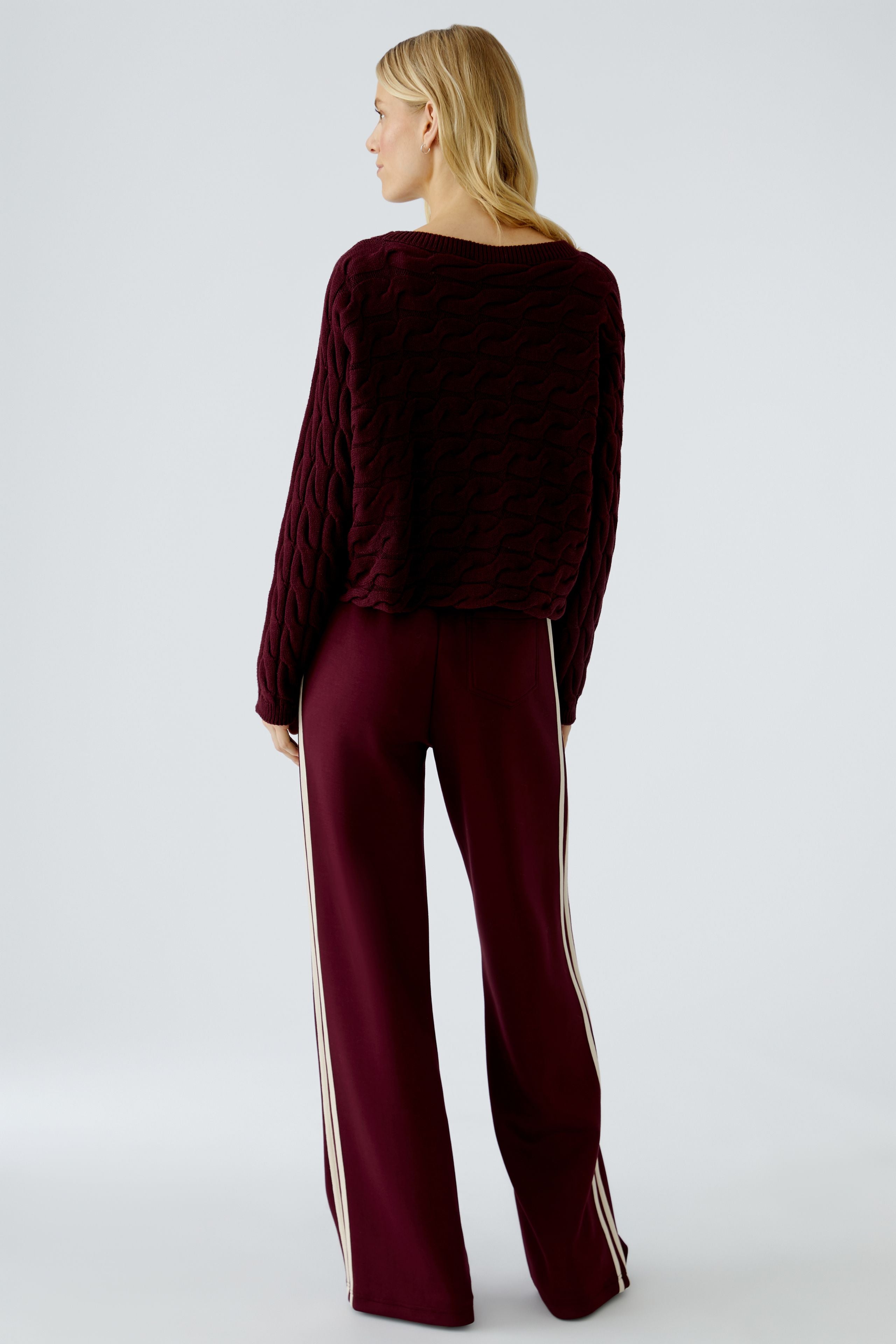 OUI SIRAH Rundhals Pullover mit Zopfmuster