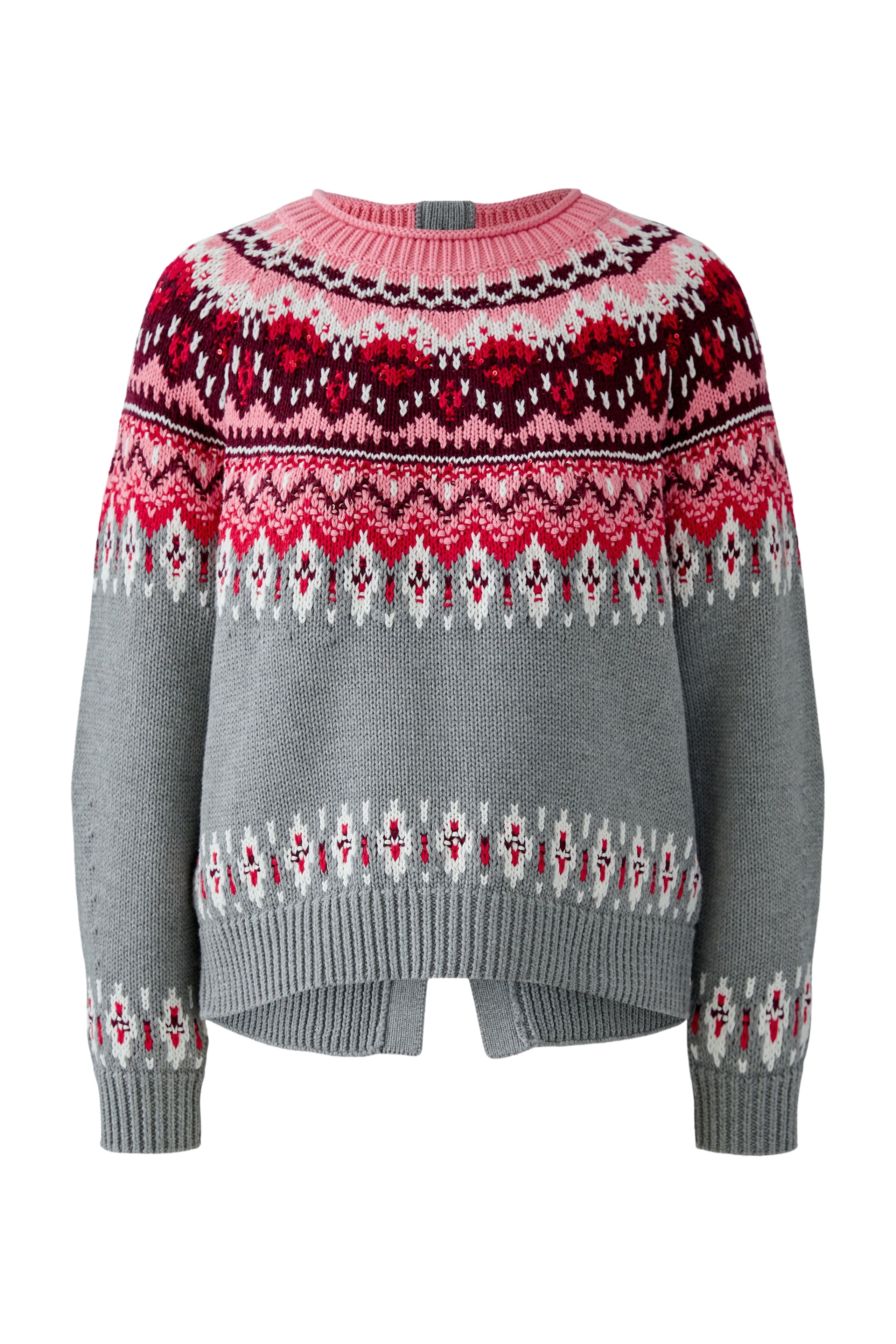 OUI Norweger Pullover mit Schmuckknöpfen und Schlitz im Rücken