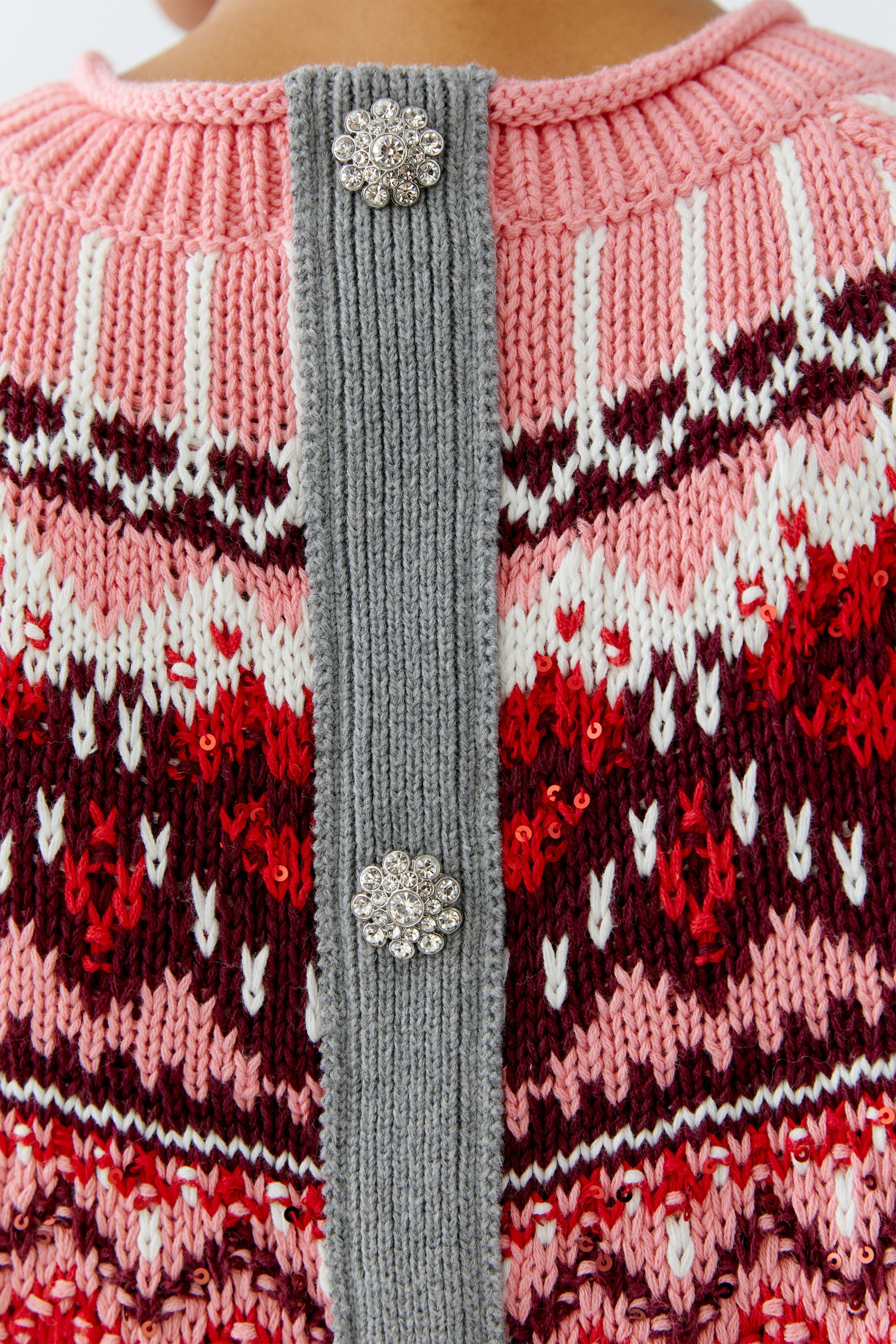 OUI Norweger Pullover mit Schmuckknöpfen und Schlitz im Rücken