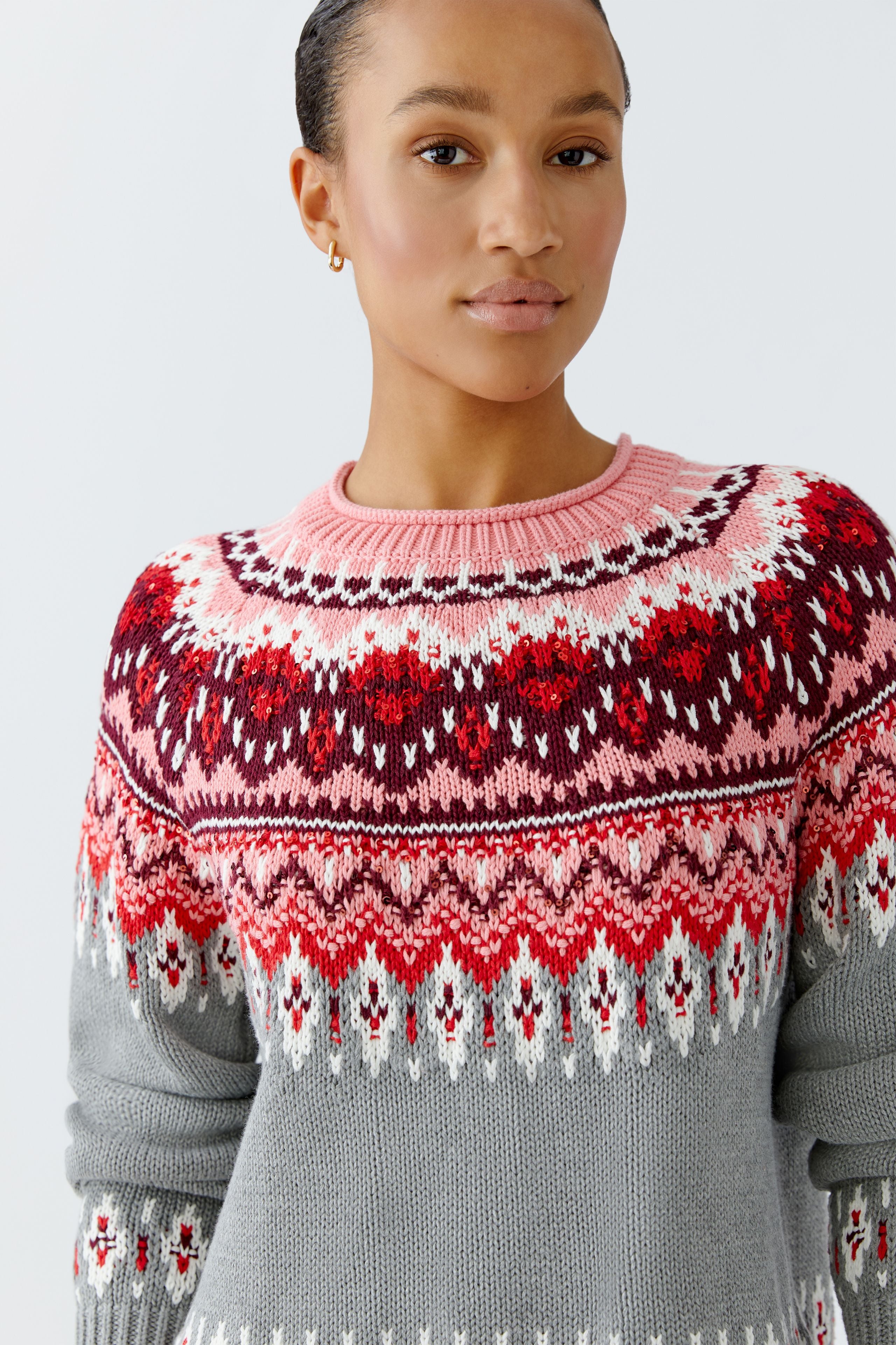 OUI Norweger Pullover mit Schmuckknöpfen und Schlitz im Rücken