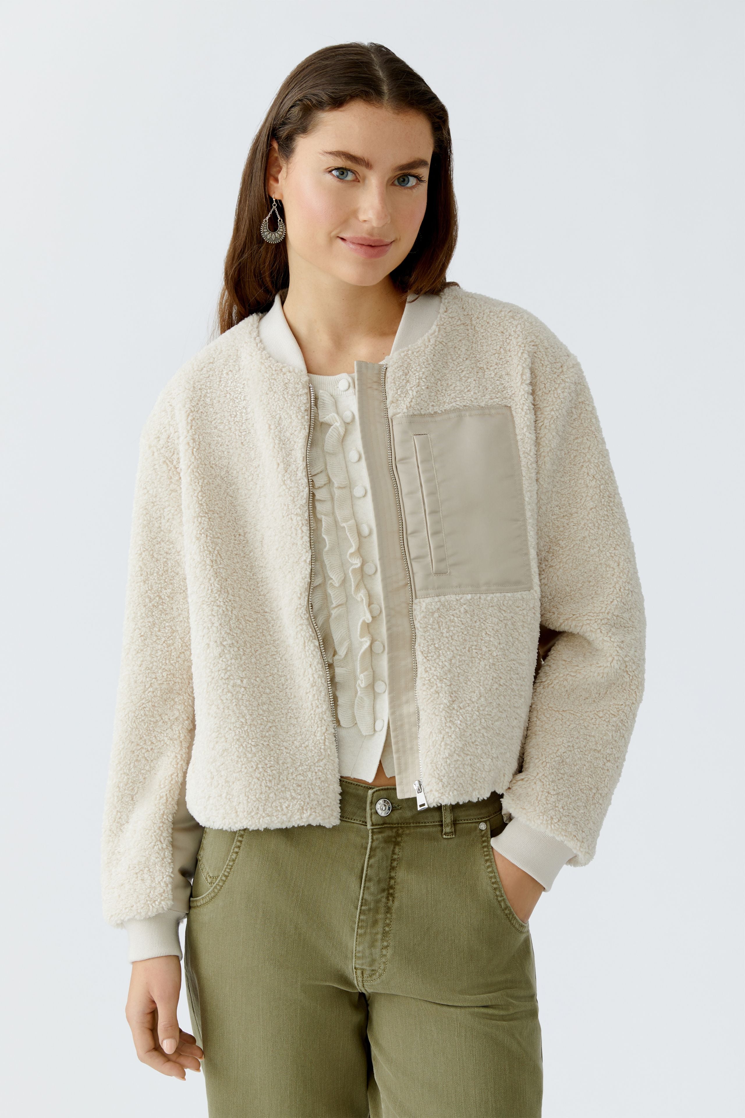 OUI Blouson mit Patch aus Teddyfell