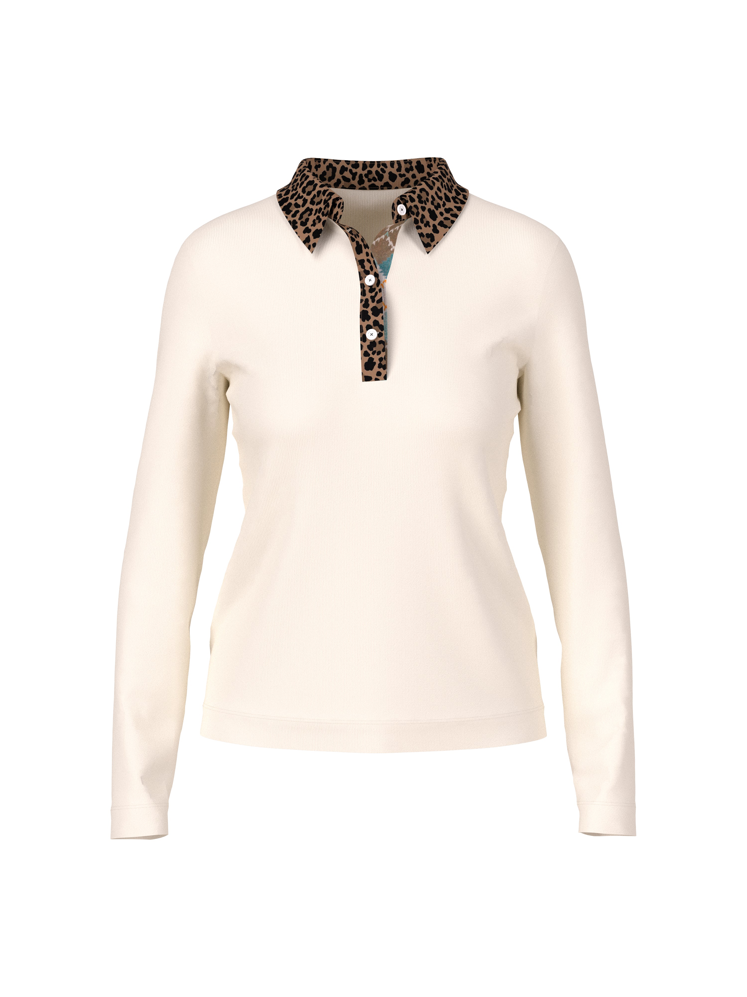 Marc Cain Unifarbenes Langarm Poloshirt mit Leodetails