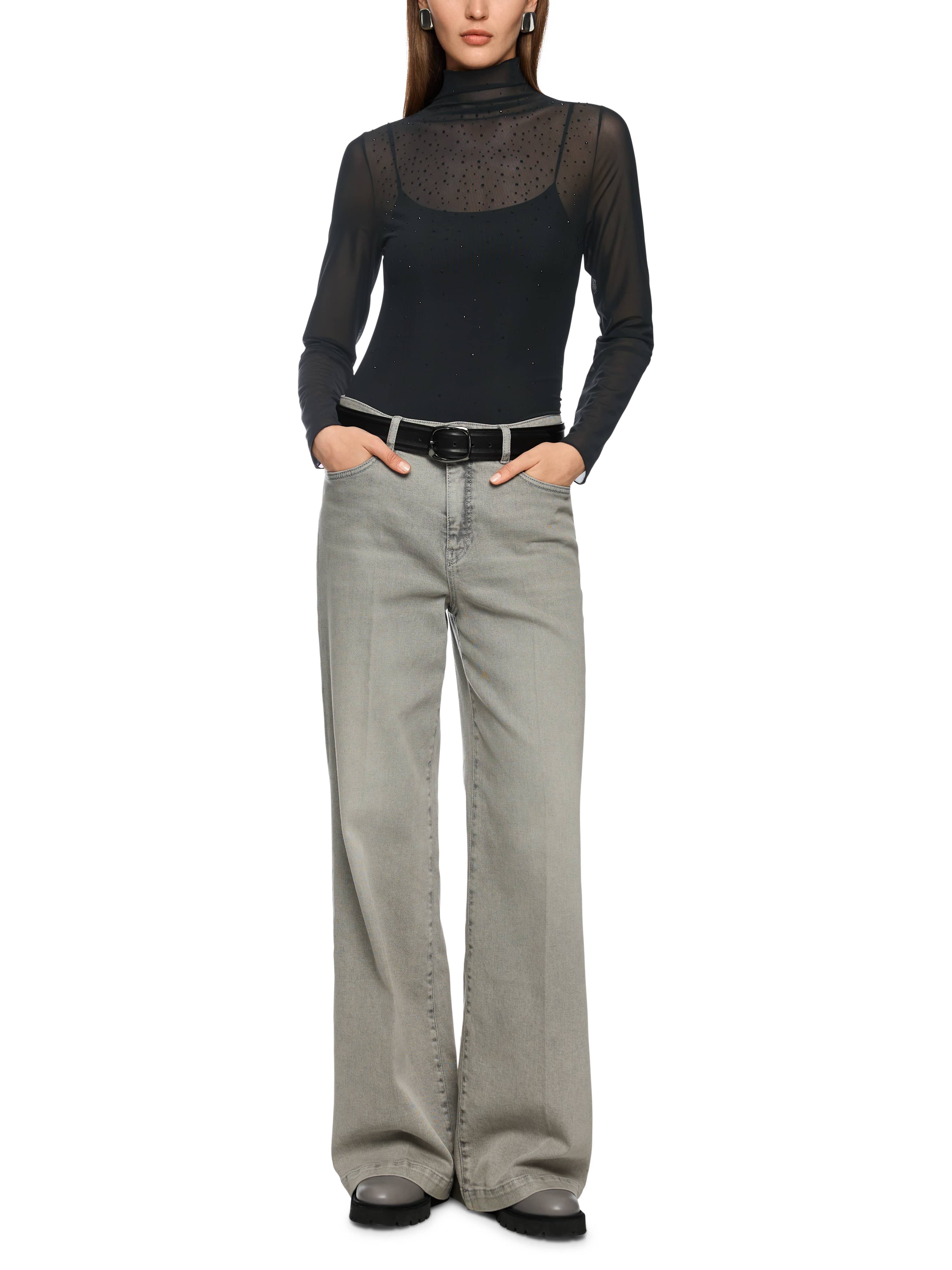 Marc Cain Mesh-Longsleeve mit Hotfixsteinchen