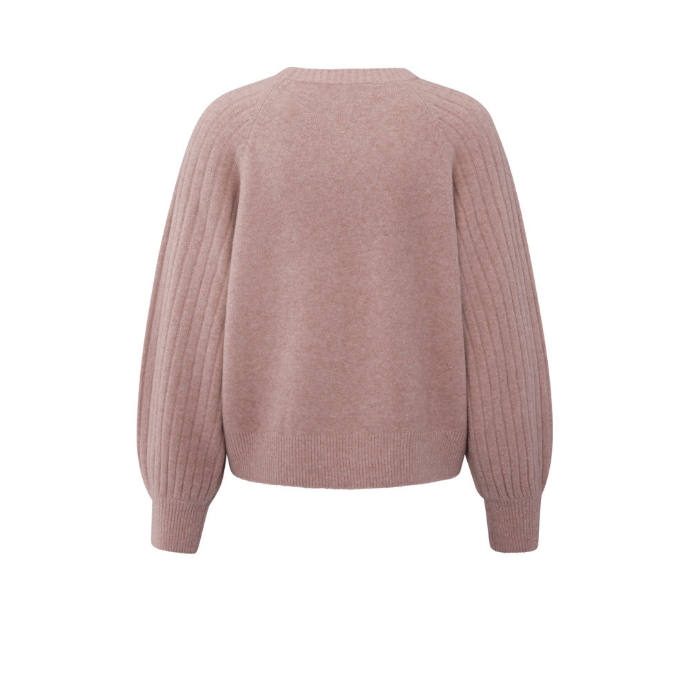 Yaya Strickpullover mit gerippten Ärmeln und Rundhalsausschnitt