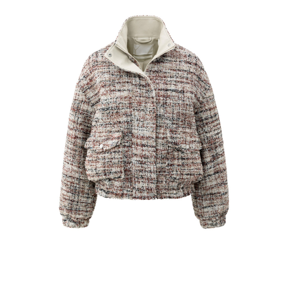 Yaya Boucléjacke mit Fransen und Stehkragen