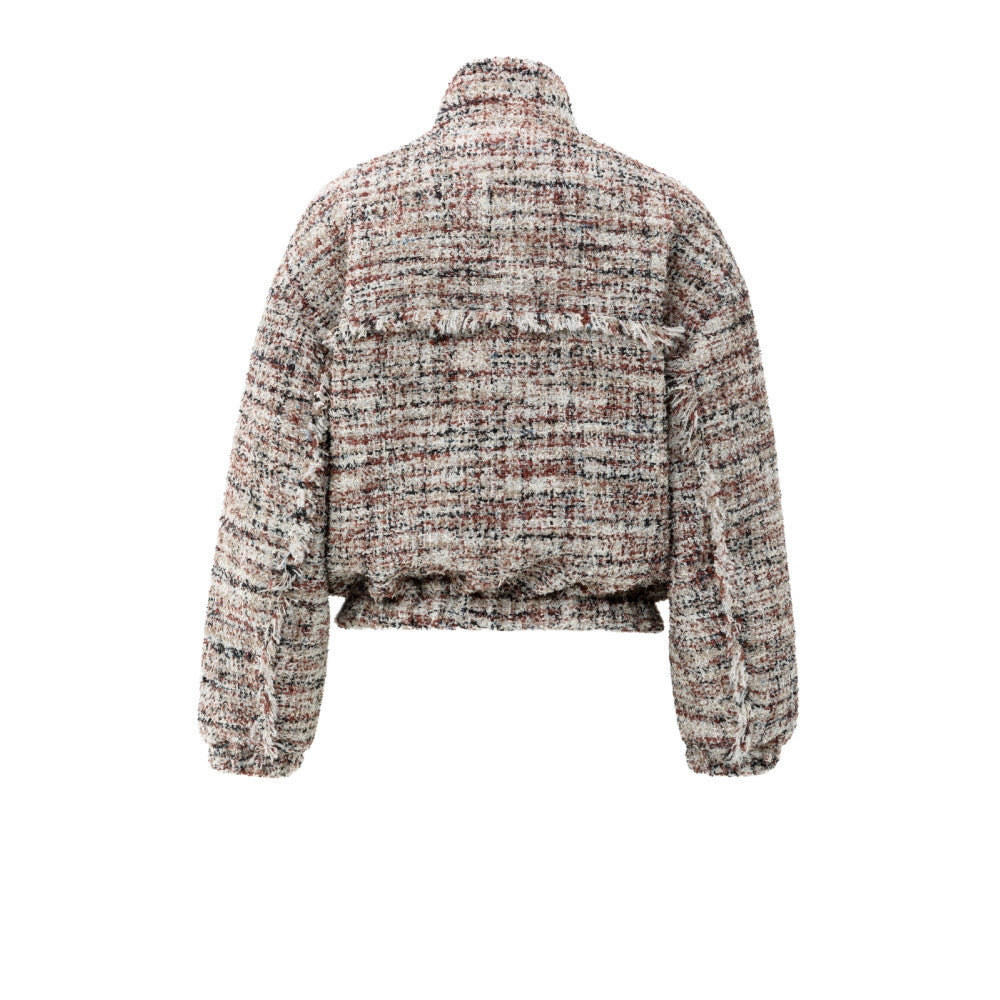 Yaya Boucléjacke mit Fransen und Stehkragen