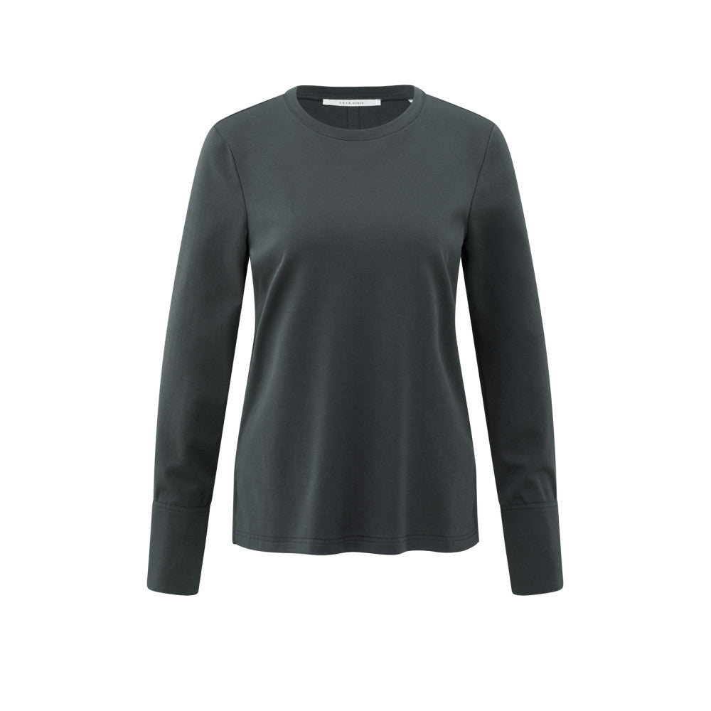 Yaya Jersey-Oberteil mit gewebten Bündchen und Schlitzdetail
