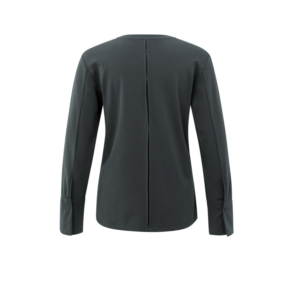Yaya Jersey-Oberteil mit gewebten Bündchen und Schlitzdetail