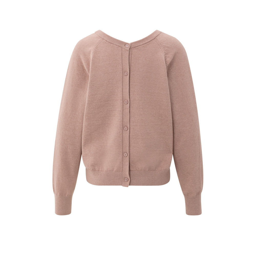 Yaya Pullover mit doppeltem V-Ausschnitt und Knopfdetail hinten