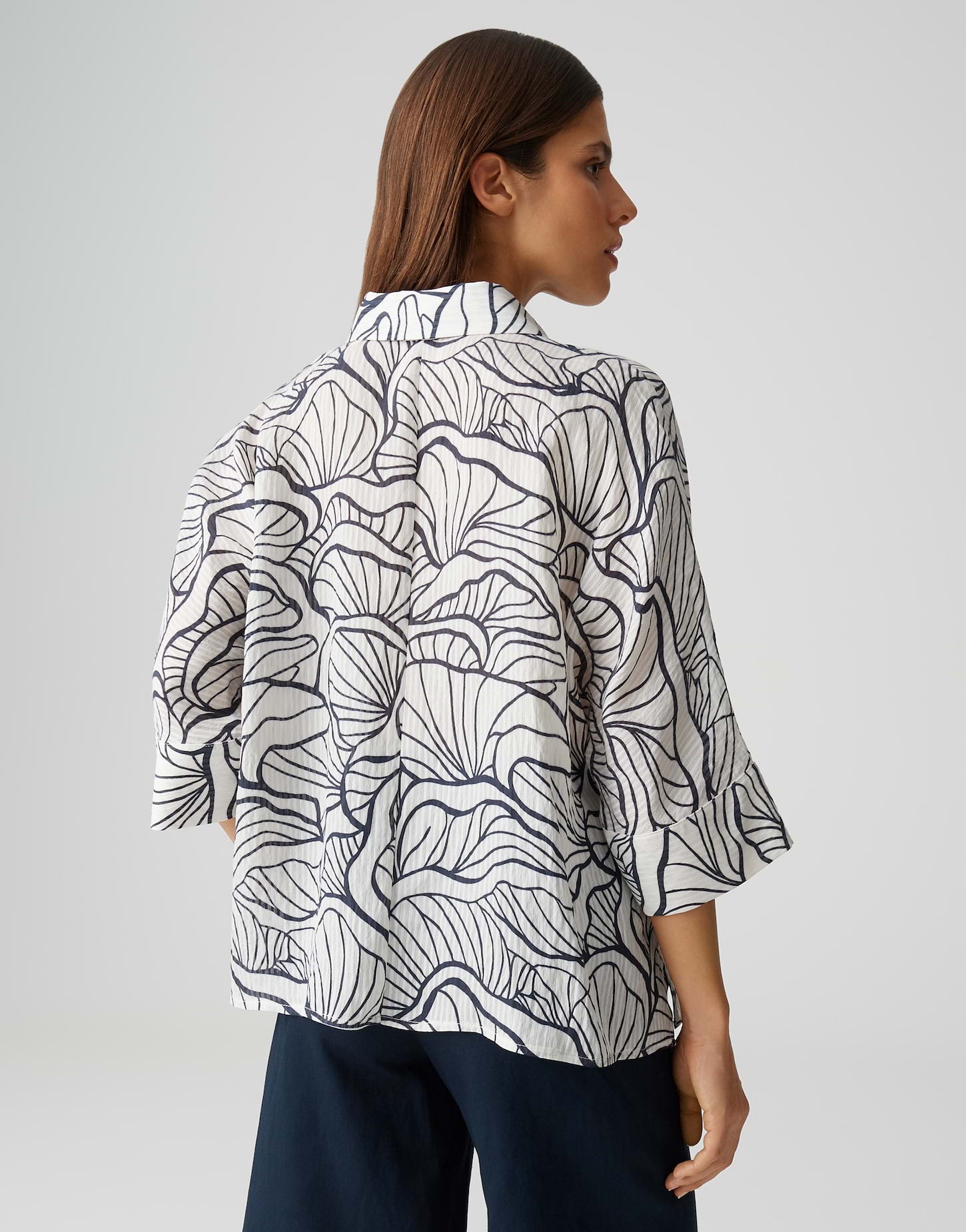 OPUS Printbluse mit feinem Webstreifen Loose Fit Fashell