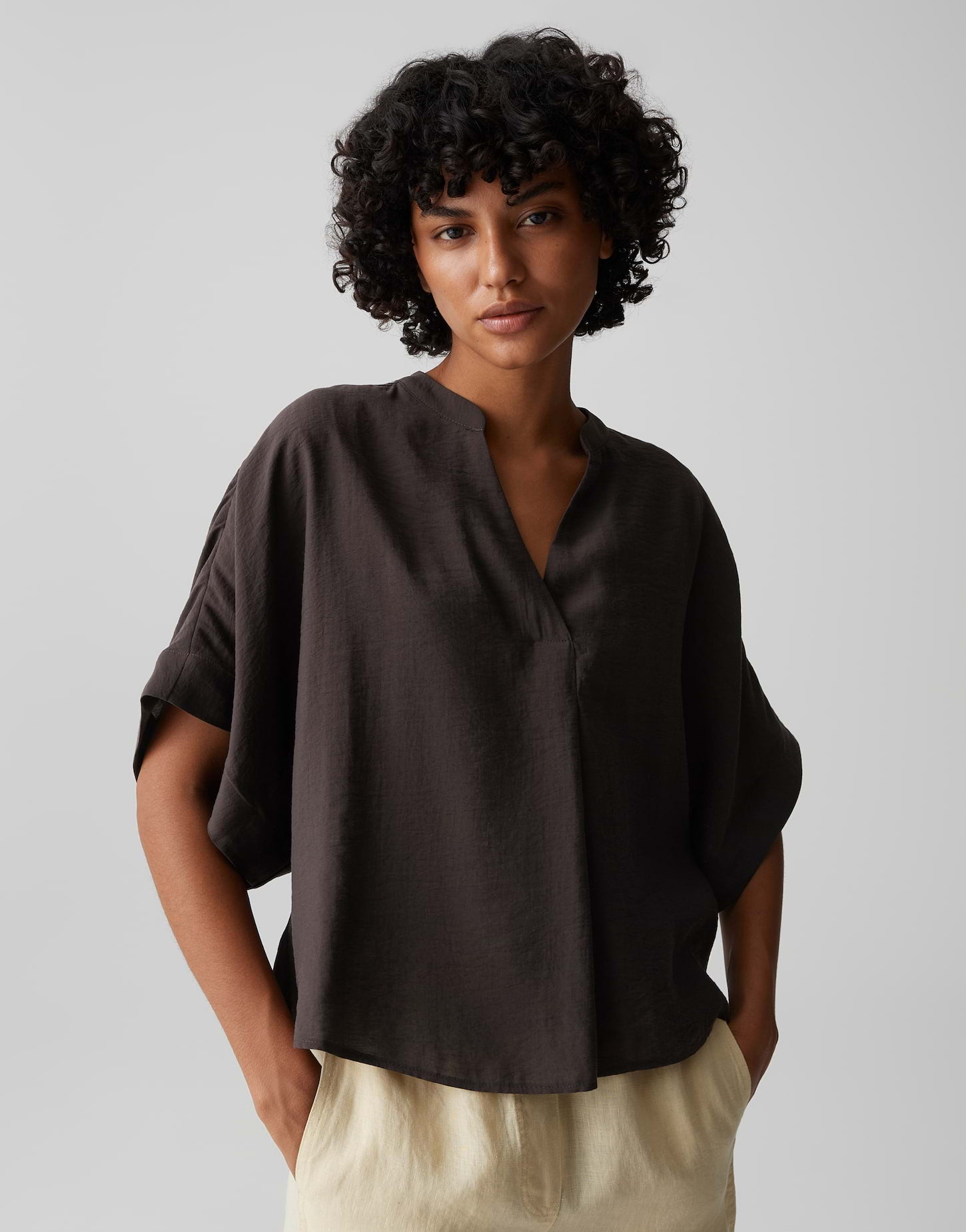OPUS Oversized geschnittene Cape Bluse Fenella