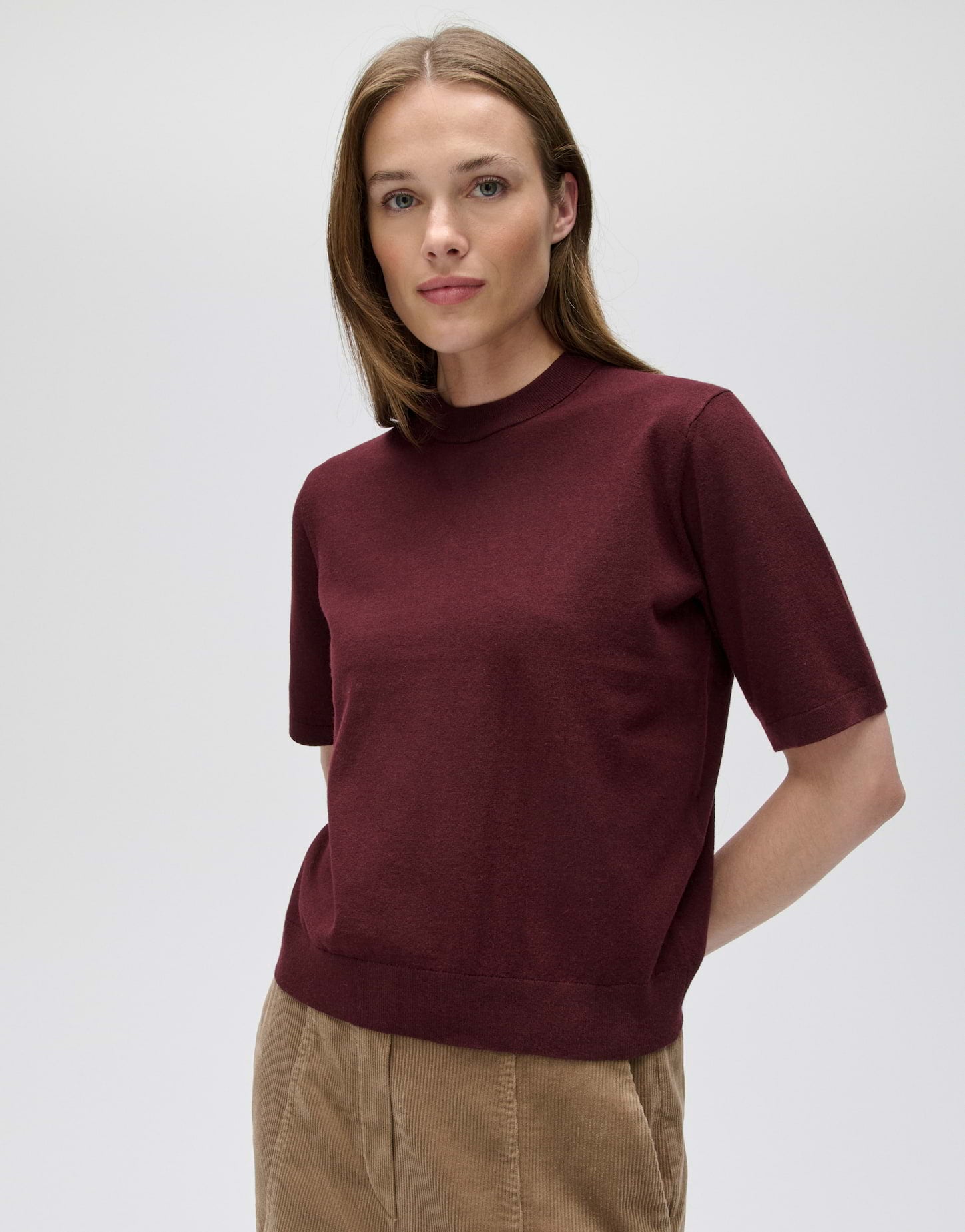 Feinstrickshirt mit Kaschmiranteil Slim Fit Pimsi