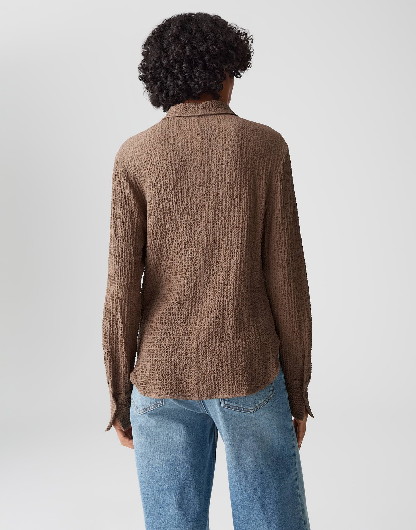 OPUS Slim Langarmbluse mit Seersucker Struktur Frive