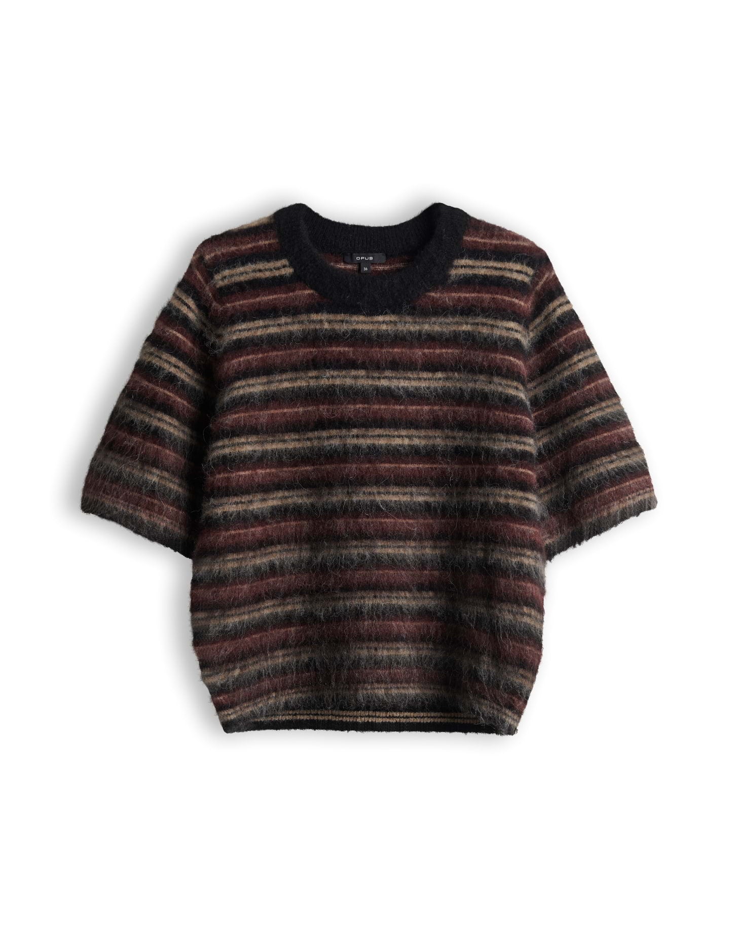 Gestreiftes Strickshirt aus flauschigem Effektgarn Slim Fit Primoro