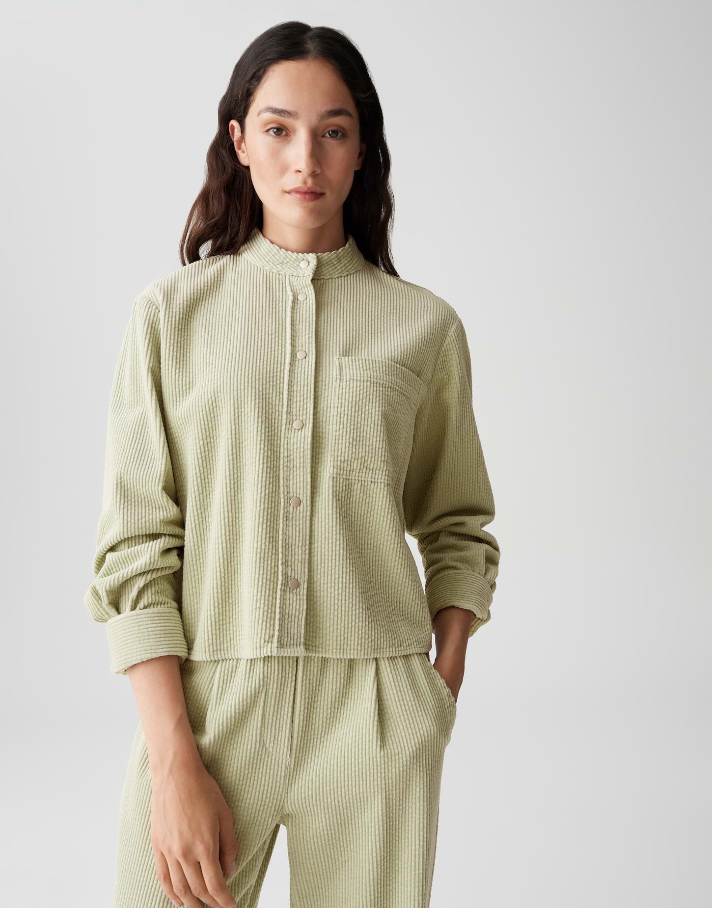 OPUS Boxy Cordbluse aus Baumwolle Falve
