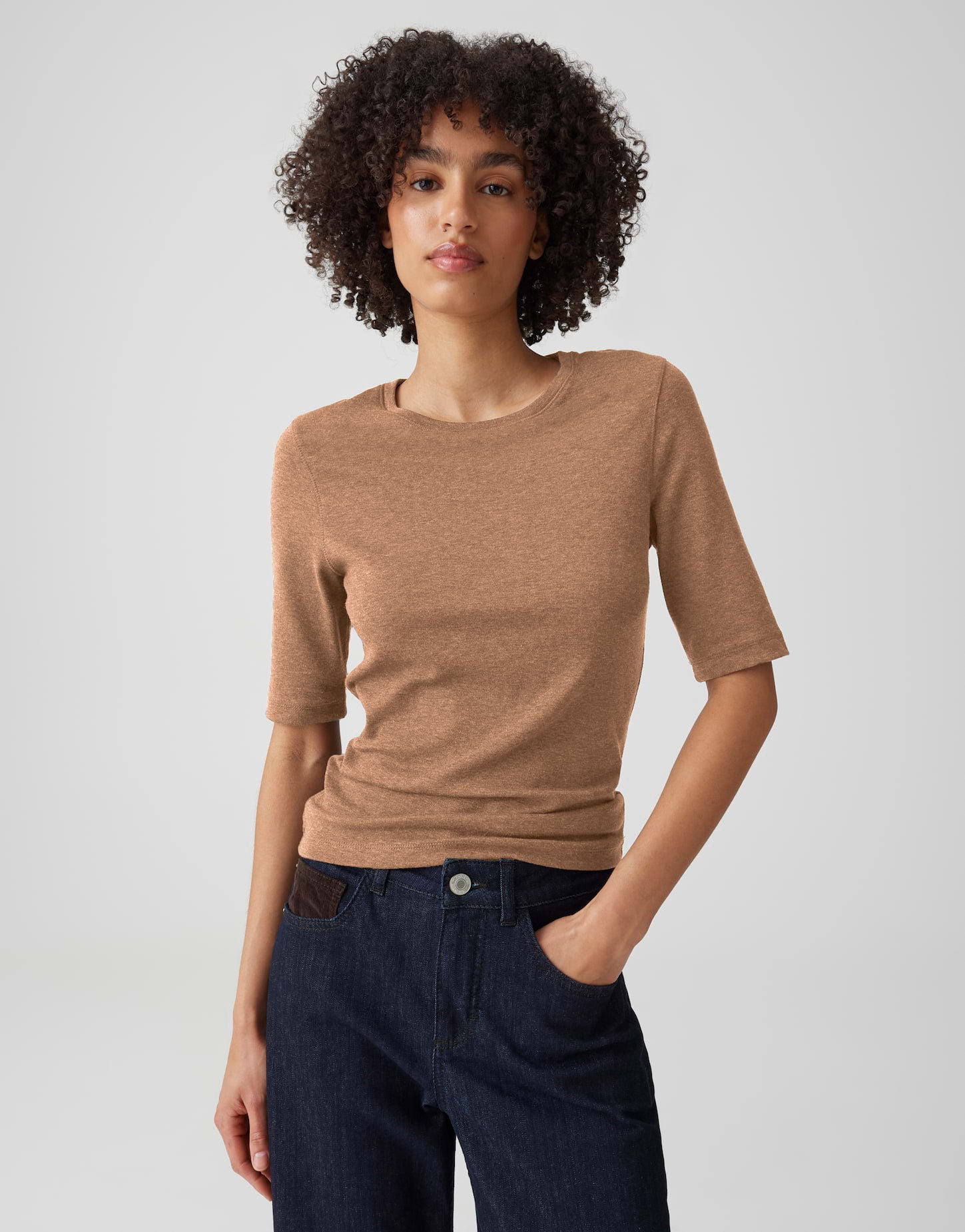 OPUS Jerseyshirt mit feiner Mélange Slim Fit Sorela