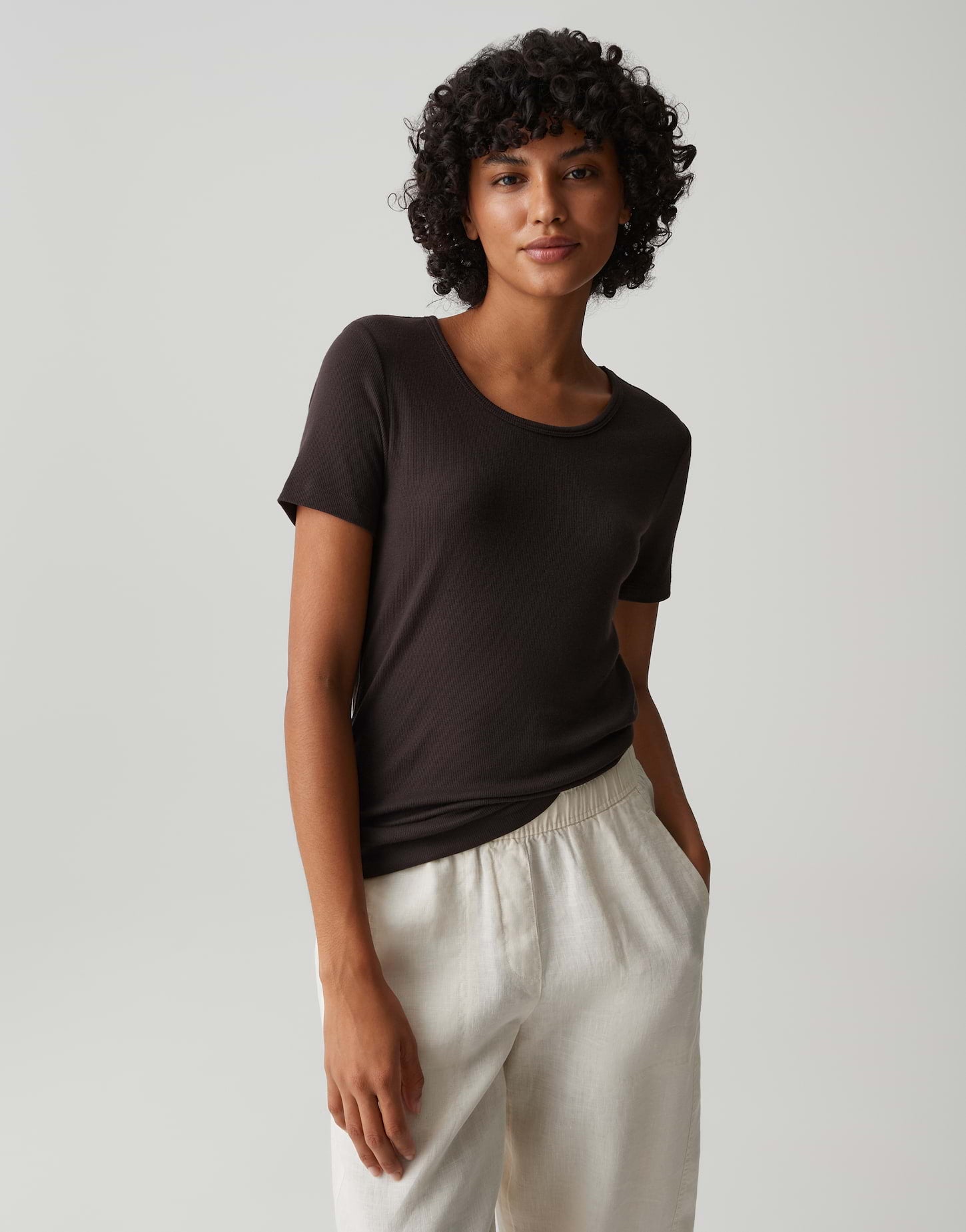 OPUS Feines Rippshirt Slim Fit Safin