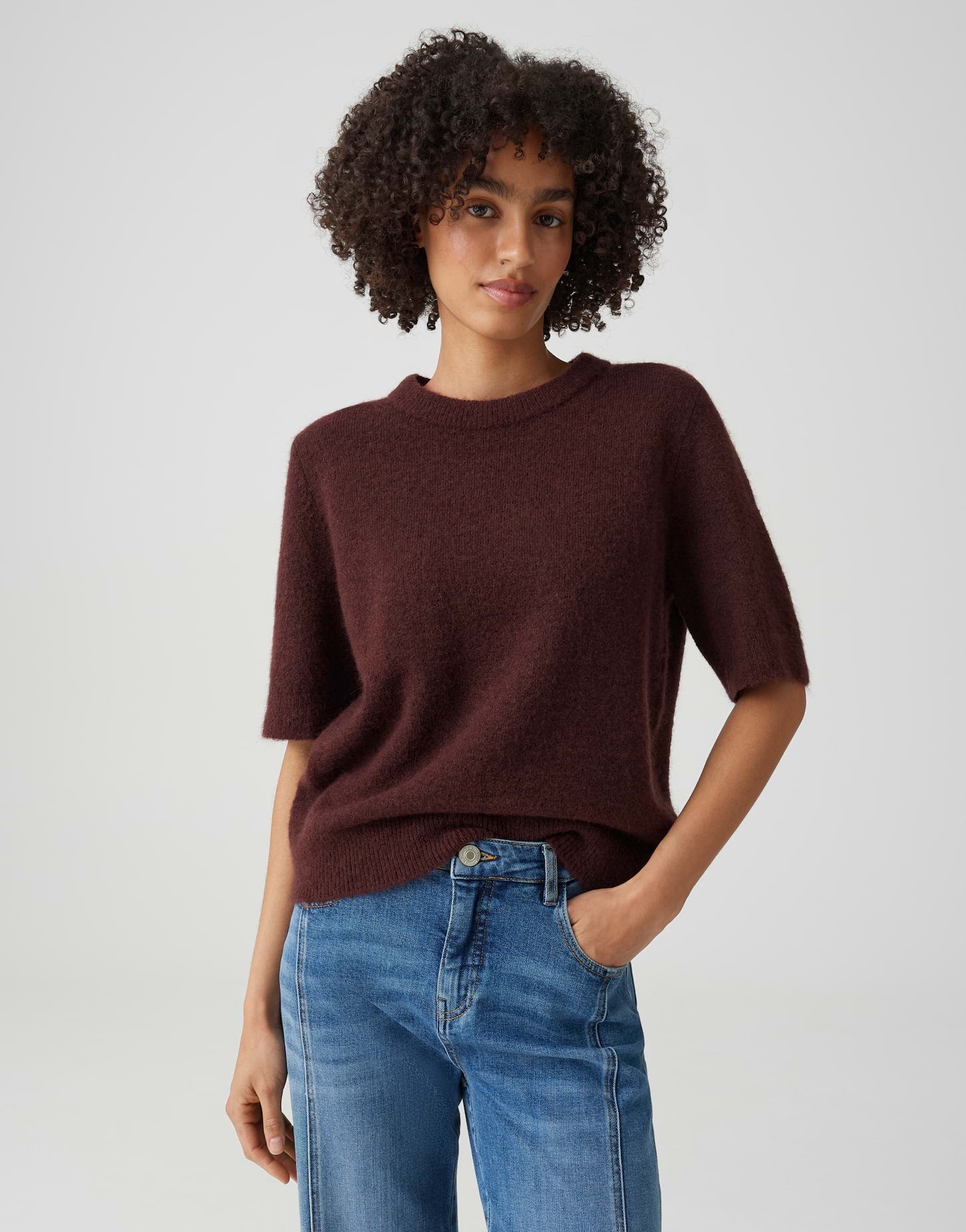 OPUS Kurzarmpullover mit Wollanteil Regular Fit Pimota