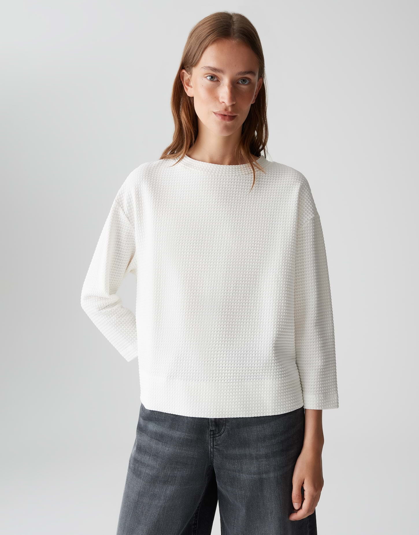 OPUS Sweatshirt mit zweifarbiger Struktur Gelix