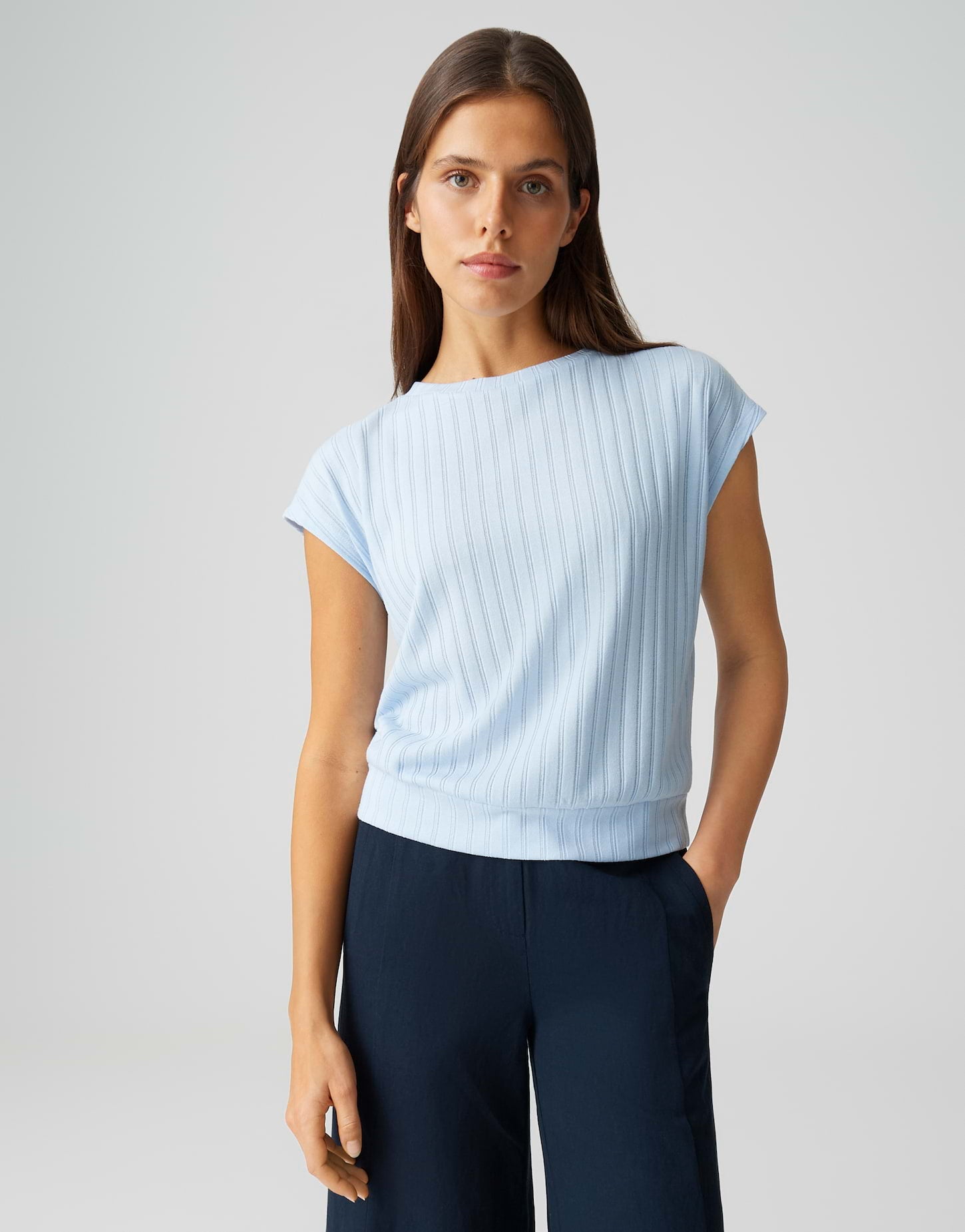 OPUS Jerseyshirt mit semitransparenter Rippenstruktur Regular Fit Sapino