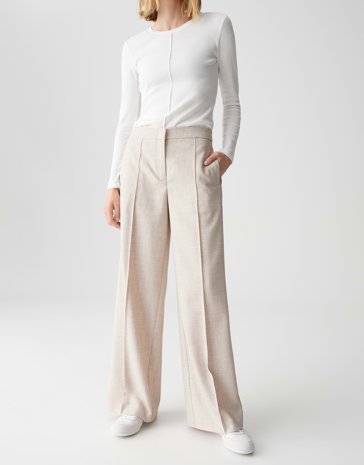 OPUS Wide Leg Pants in Mélange Optik Maiga cozy