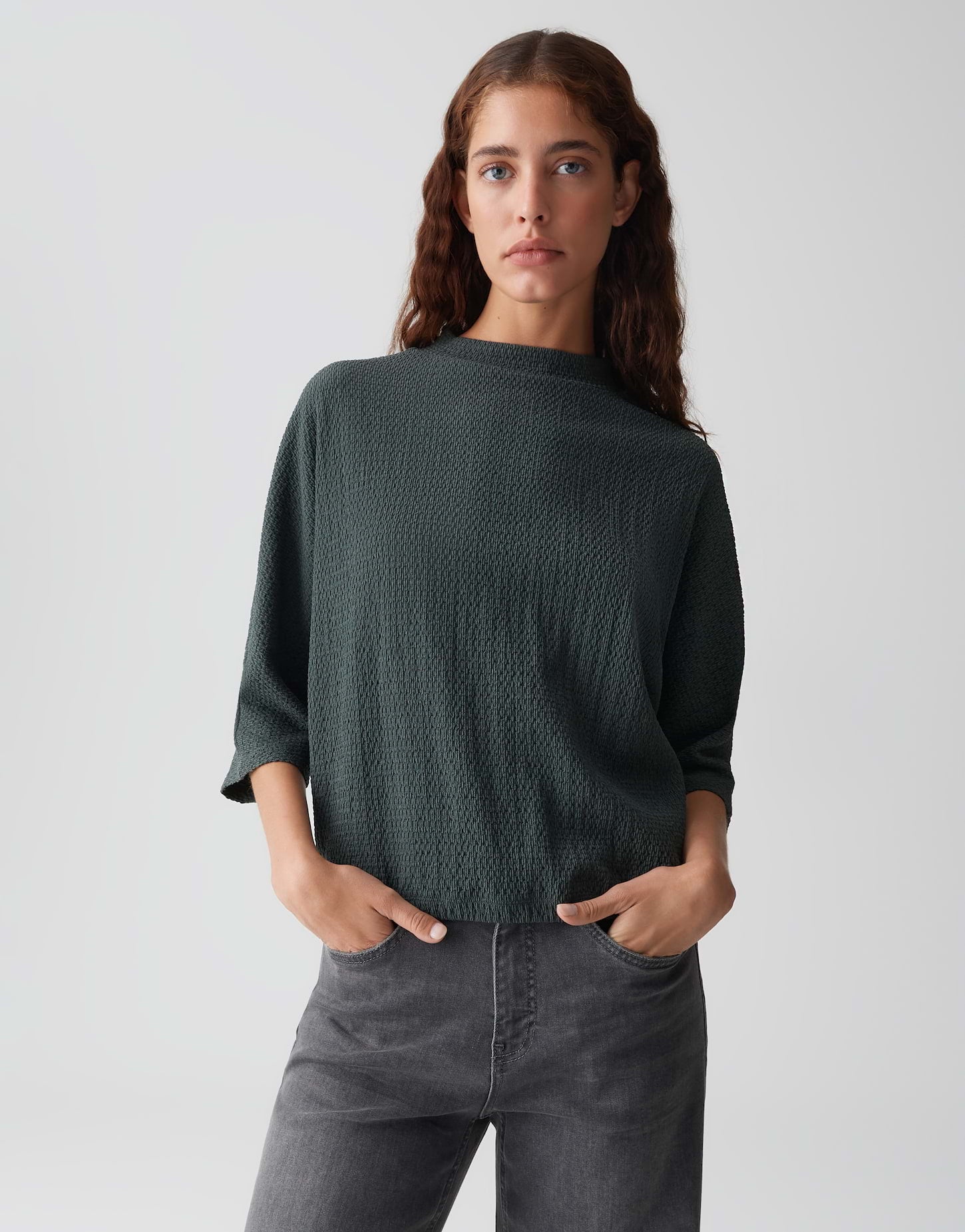 OPUS Regular strukturiertes Jerseyshirt Siconi
