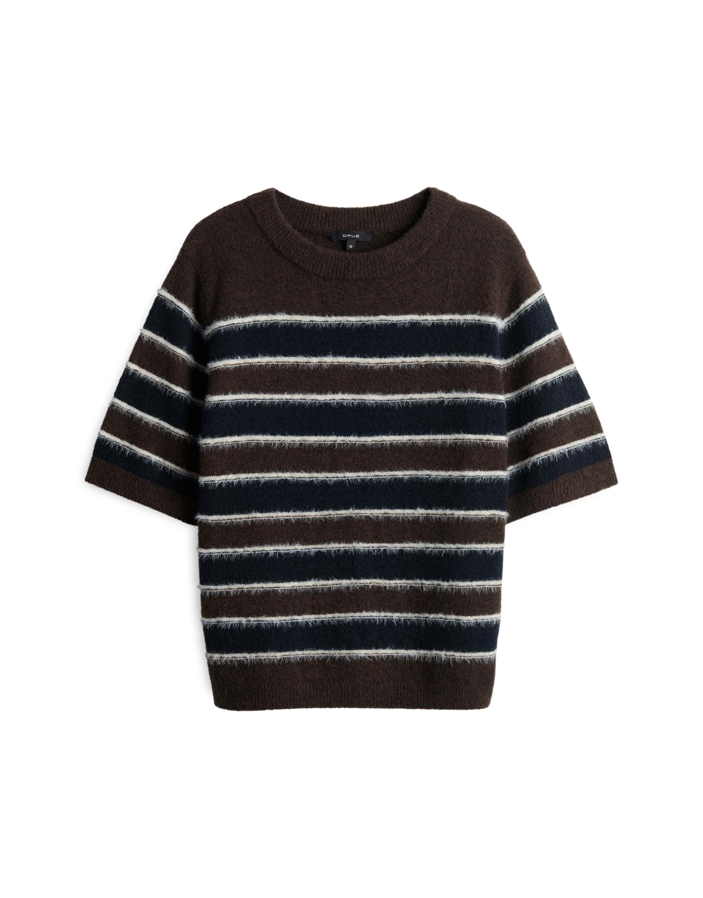 OPUS Kurzarmpullover mit Effektgarn Regular Fit Pimota stripe