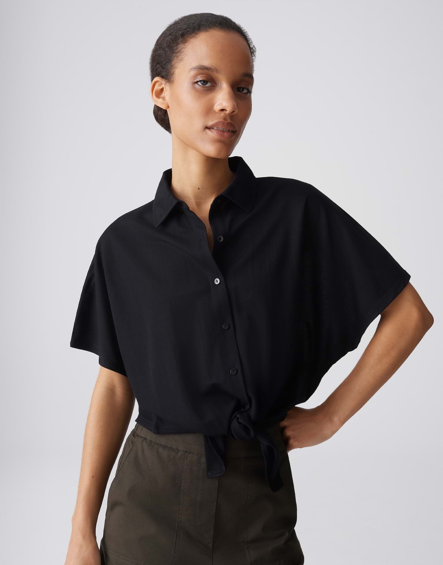 OPUS Jerseytop mit Knoten Detail Loose Fit Suruli