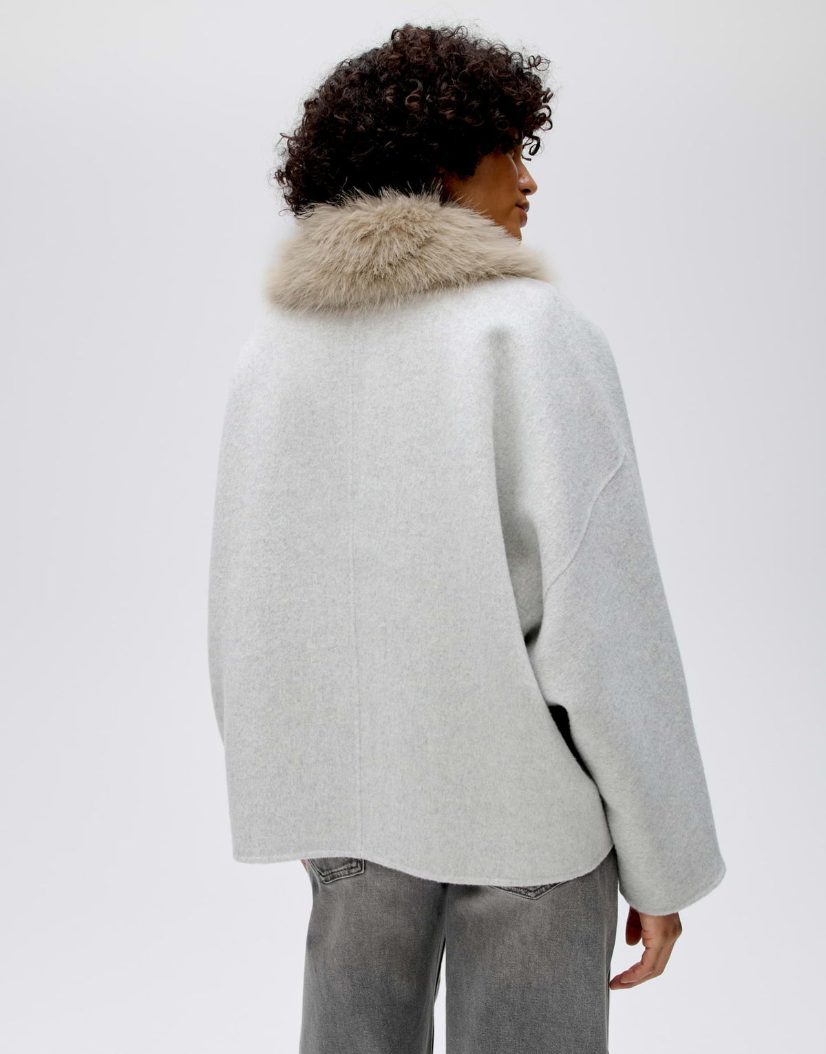 Woll Double Jacke mit abnehmbaren Kragen Regular Fit Hafura