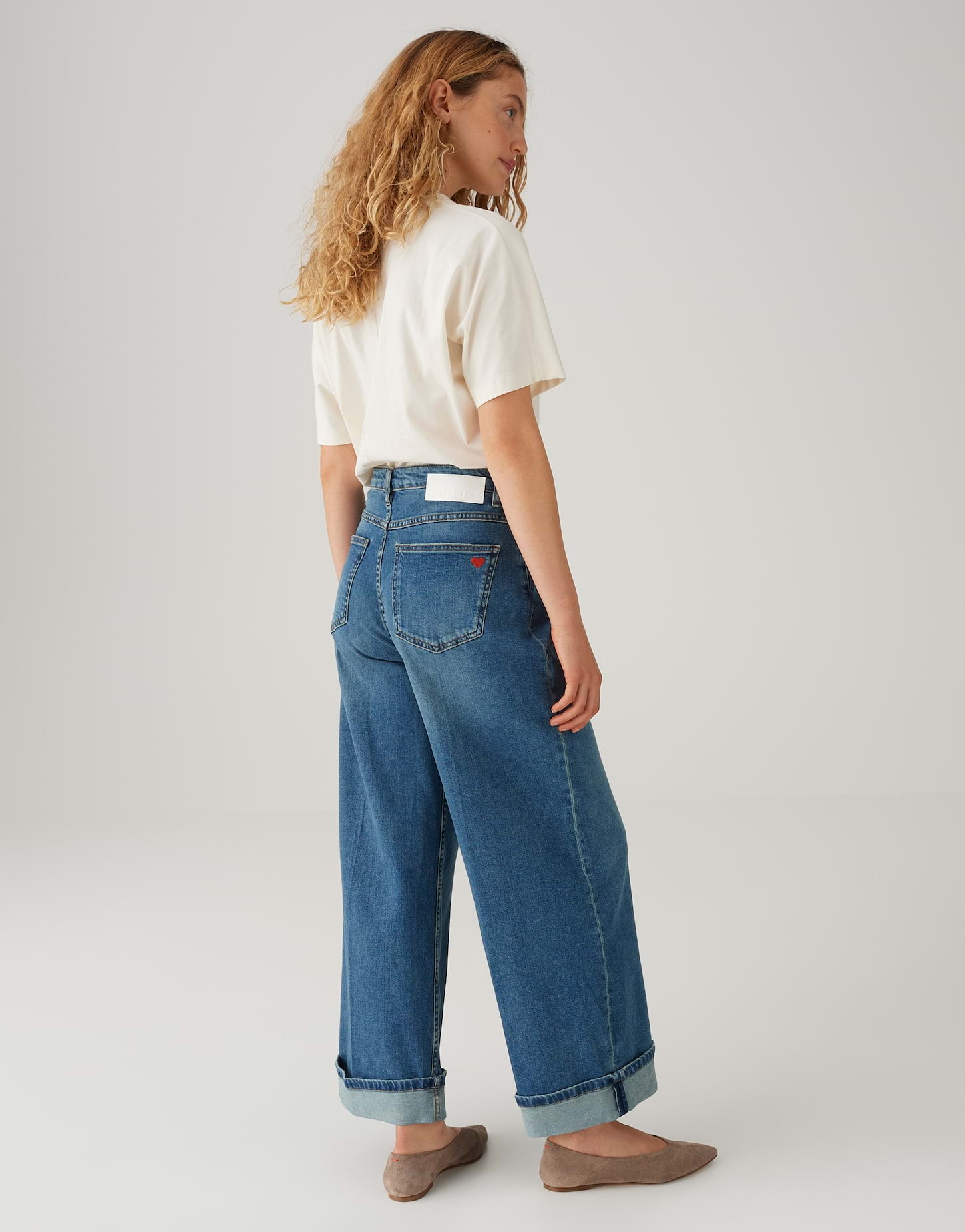 OPUS Verkürzte Wide Leg Jeans Mid Rise Miva valentine