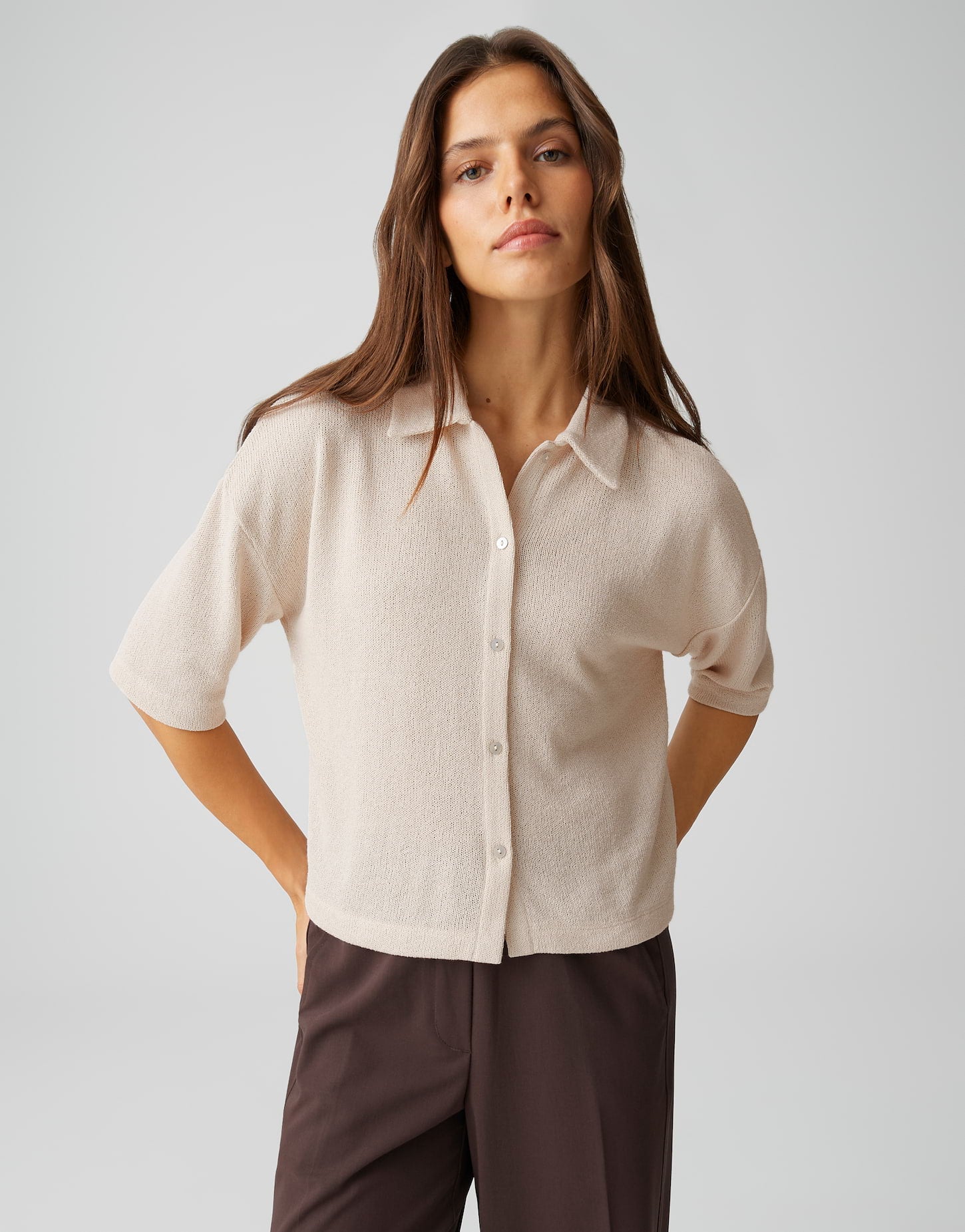 OPUS Jerseyshirt in feiner Strickoptik Regular Fit Sitrica