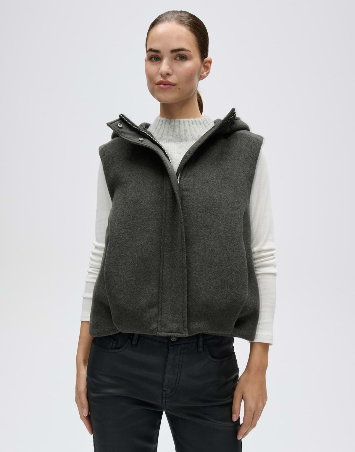 Woll Double Weste mit Kapuze Regular Fit Walanka
