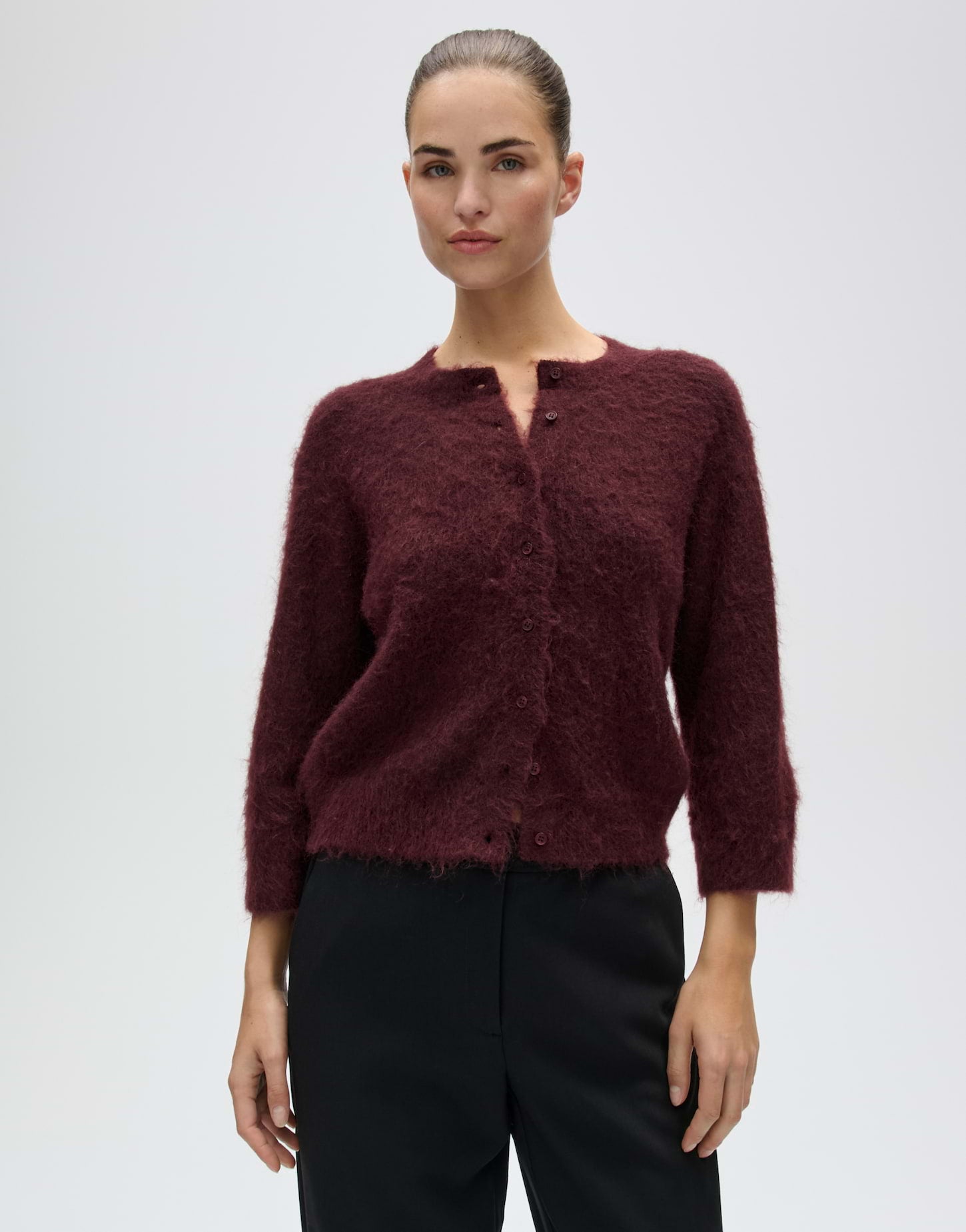 Cardigan aus flauschigem Effektgarn Slim Fit Disille