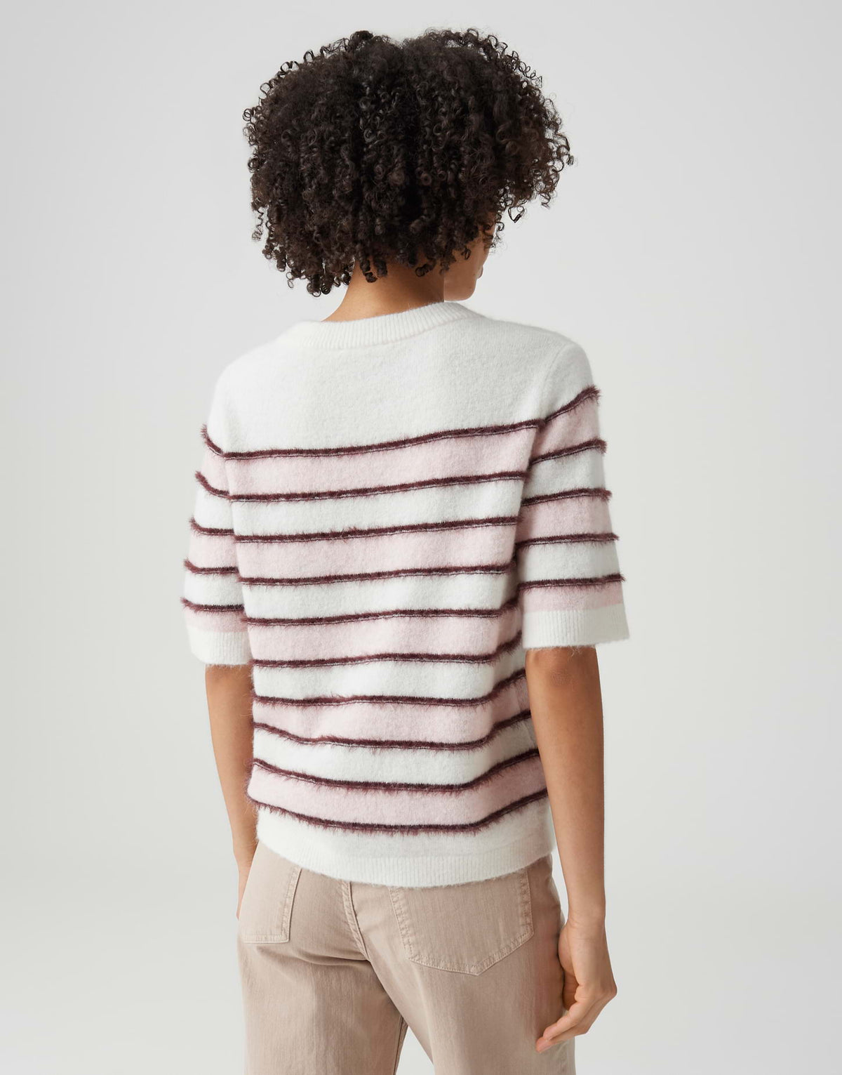 OPUS Kurzarmpullover mit Effektgarn Regular Fit Pimota stripe
