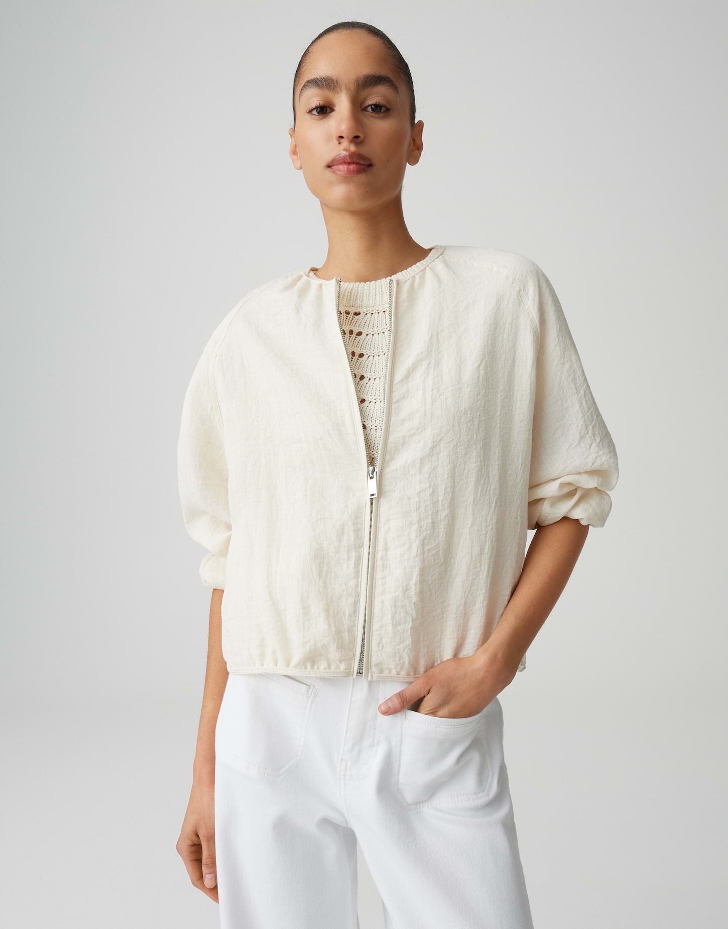 OPUS Leichter Blouson mit feiner Kreppstruktur Regular Fit Jarosa