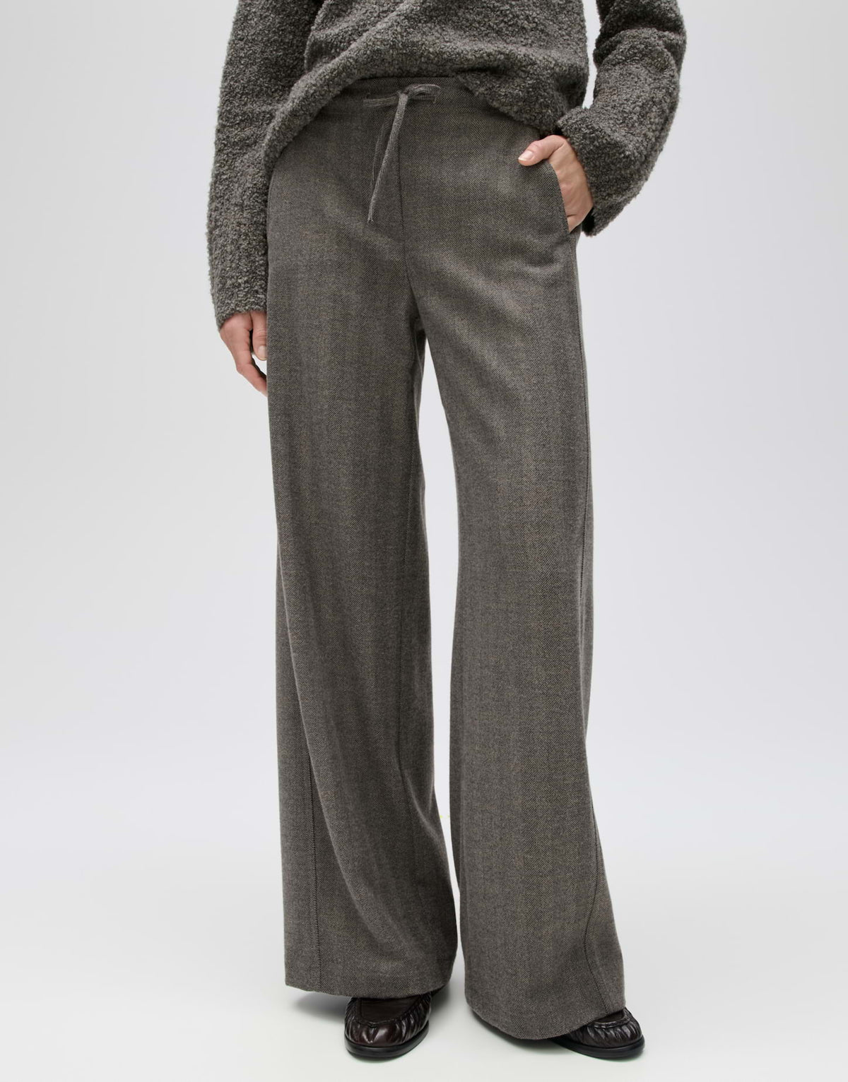 Wide Leg Pants mit Komfortbund Melane herringbone