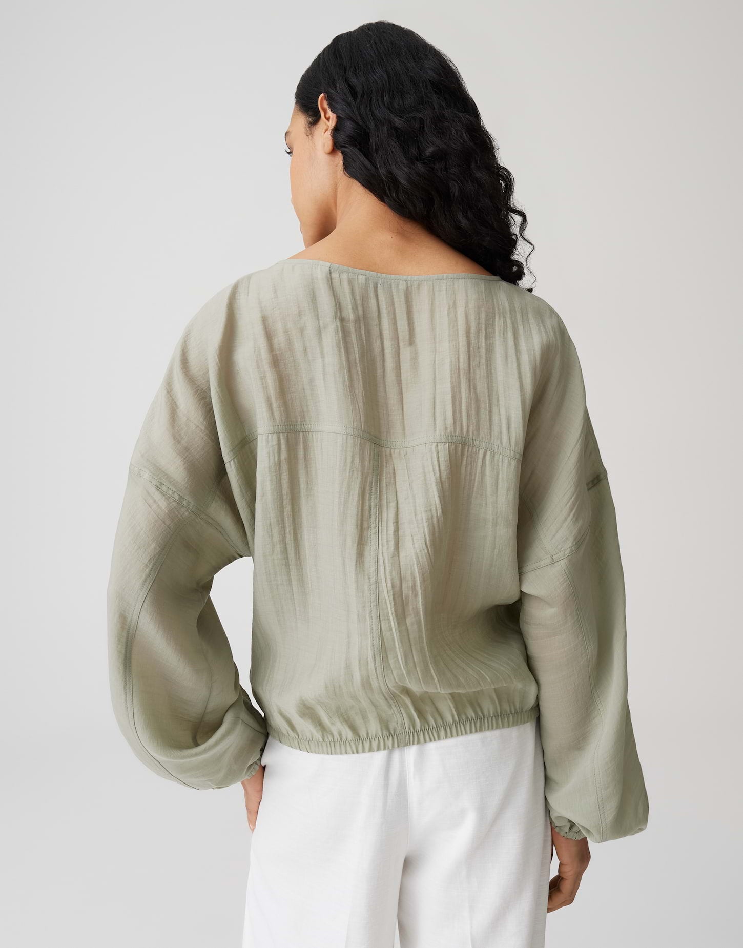 OPUS Semitransparente Bluse mit Tunnelzug Loose Fit Filla