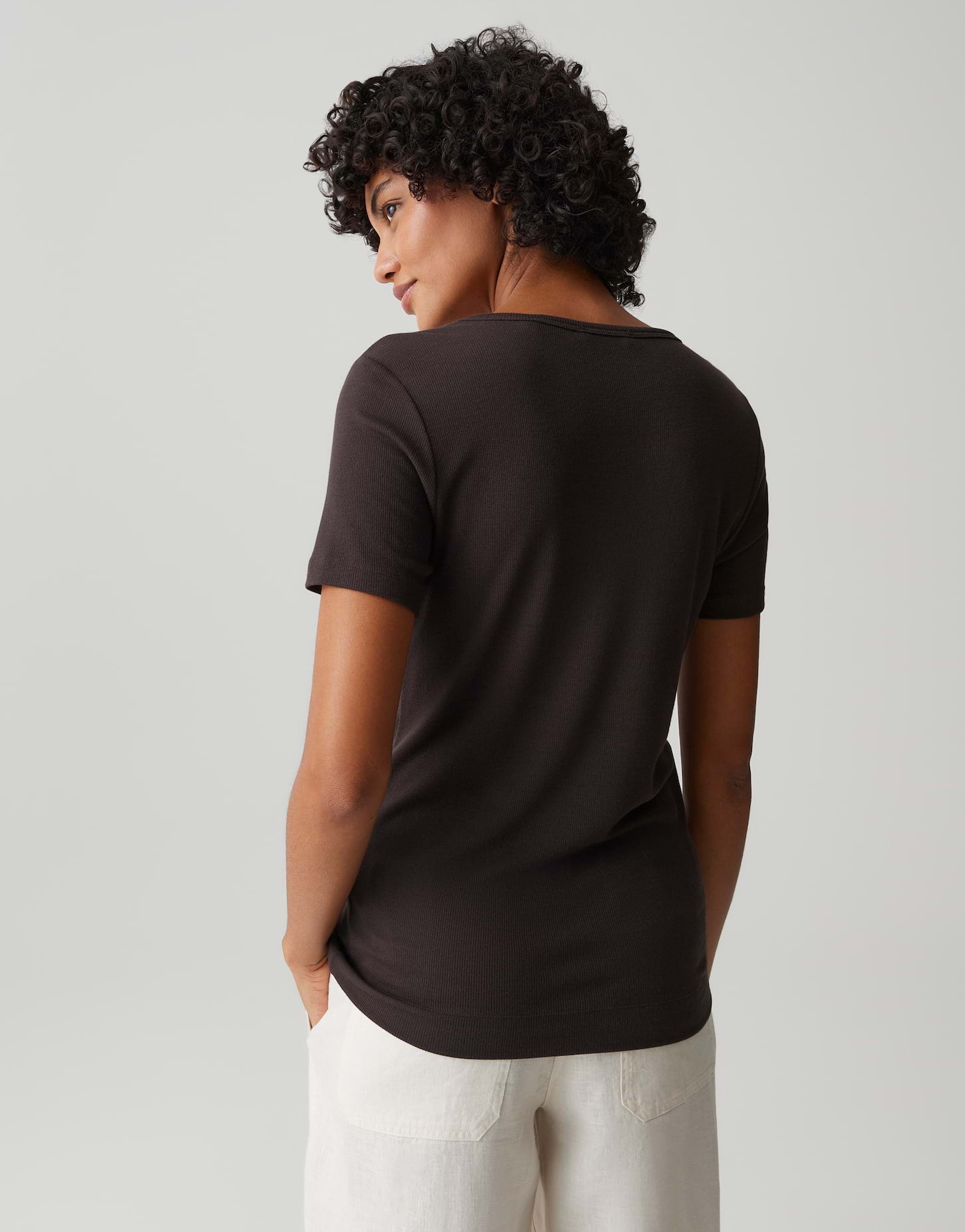 OPUS Feines Rippshirt Slim Fit Safin