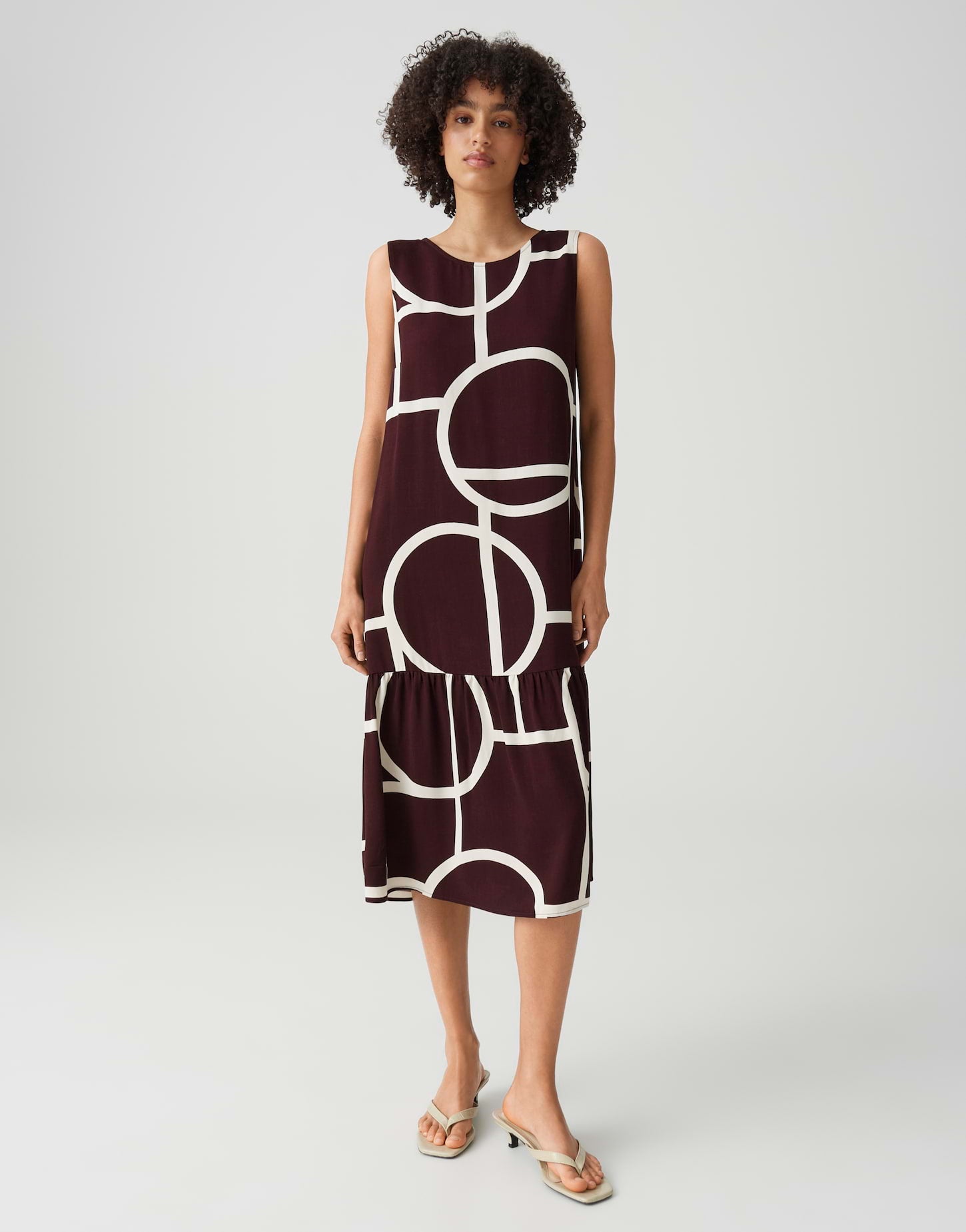 OPUS Bedrucktes Midikleid mit Volant Wicy atelier
