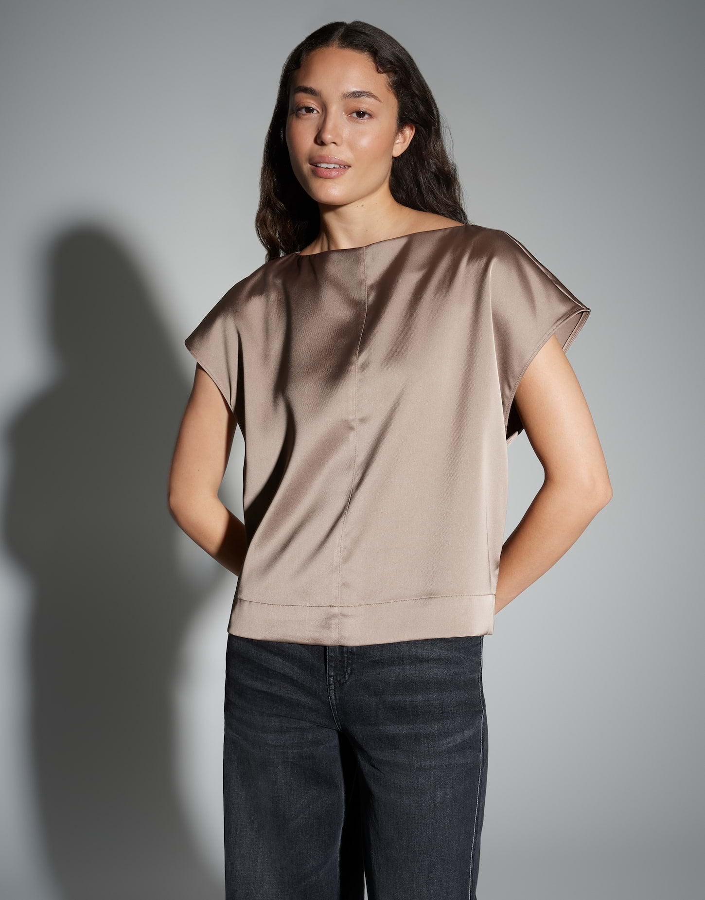 OPUS Regular Shirtbluse aus glänzendem Satin Festiva