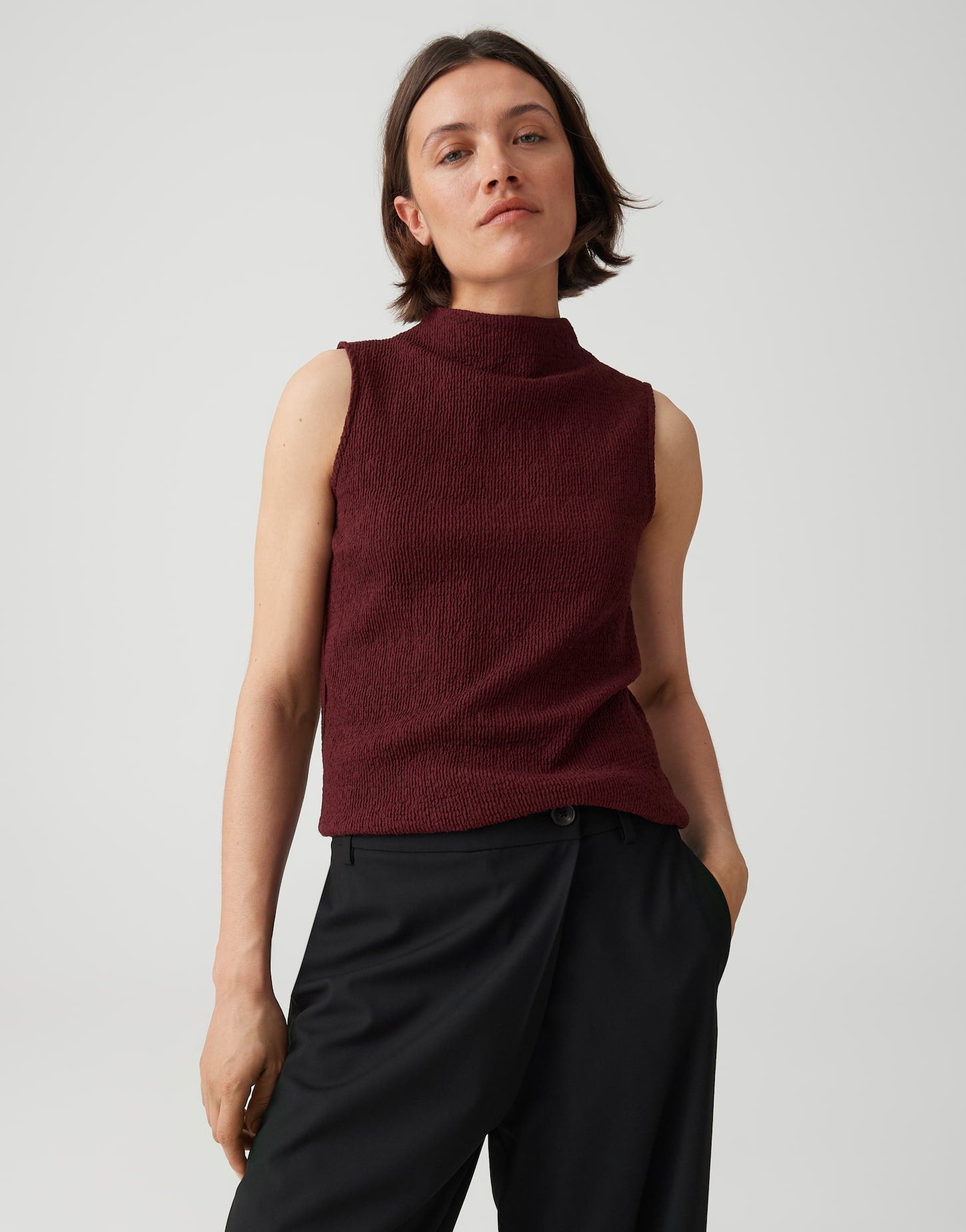 OPUS Jerseytop mit Crinkle Effekt Slim Fit Ivaro
