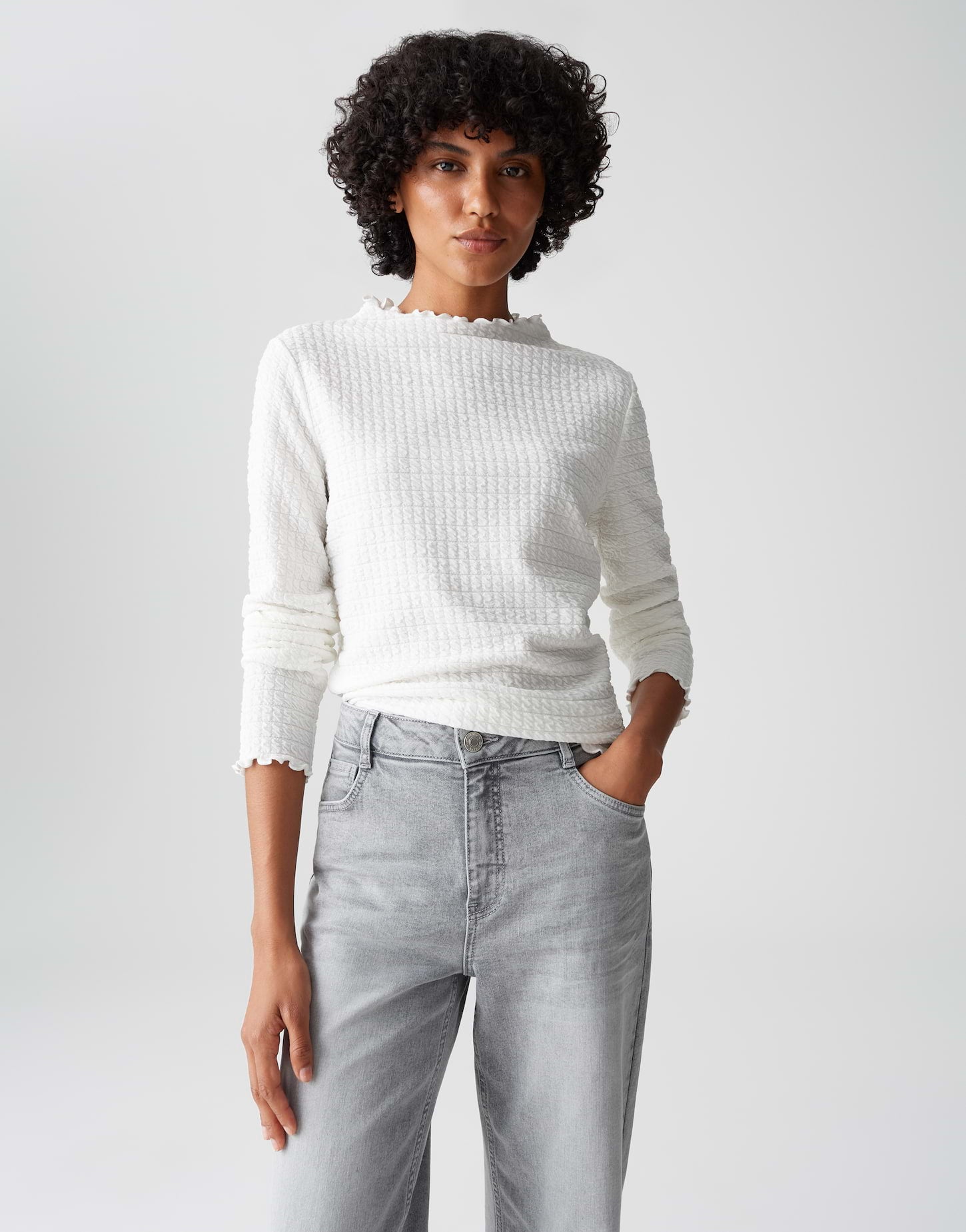 OPUS Slim strukturiertes Longsleeve mit Kurbelkanten Sirken